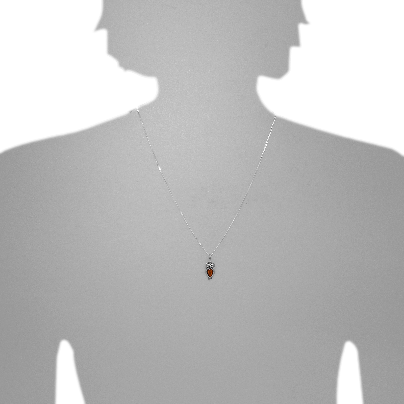 OSTSEE-SCHMUCK Kette mit Anhänger »- Eule - Silber 925/000 - Bernstein&Schmuckstein«