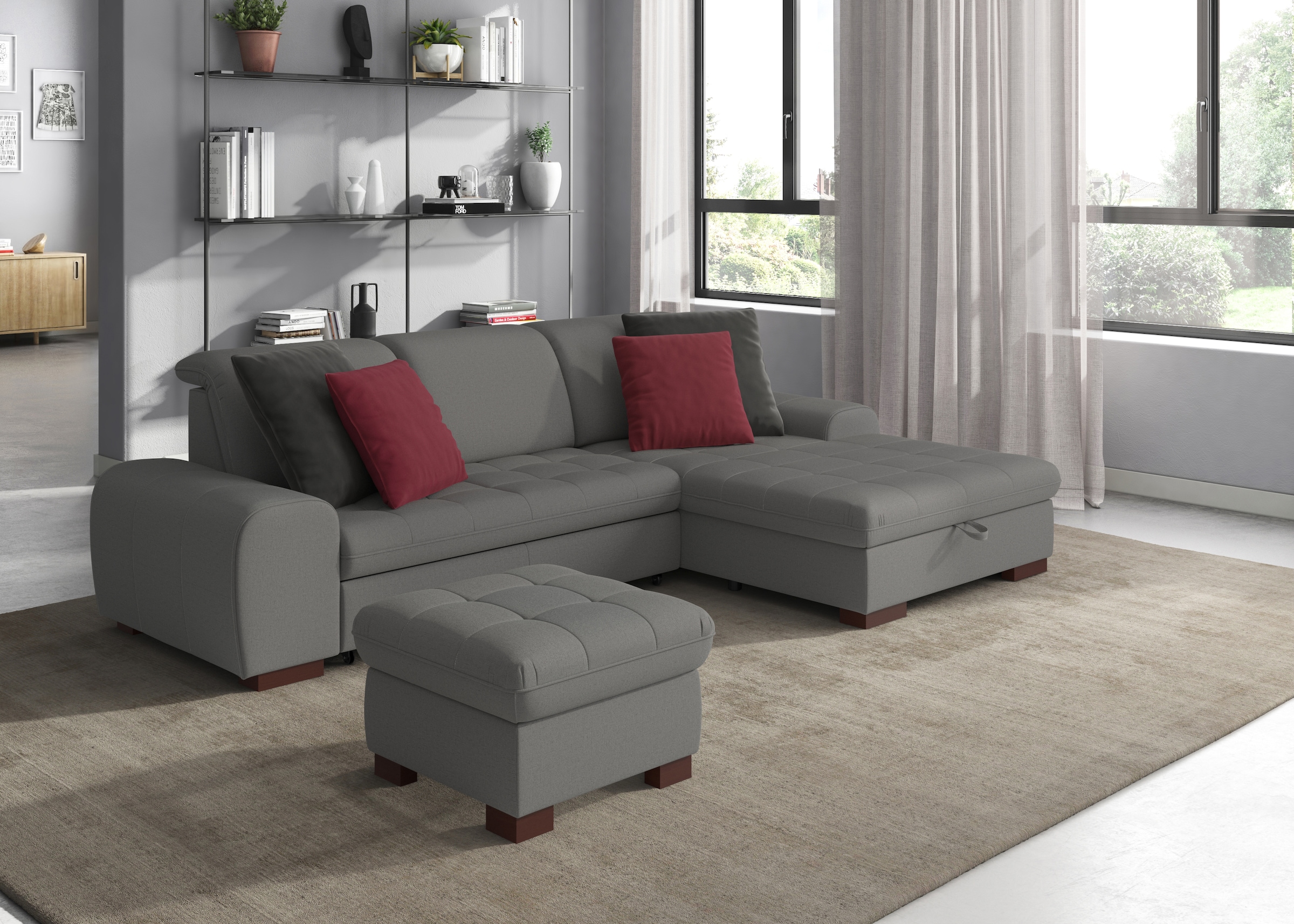 sit&more Ecksofa "Luxor L-Form" wahlweise mit Schlaffunktion, Bettkasten und Kopfteilverstellung