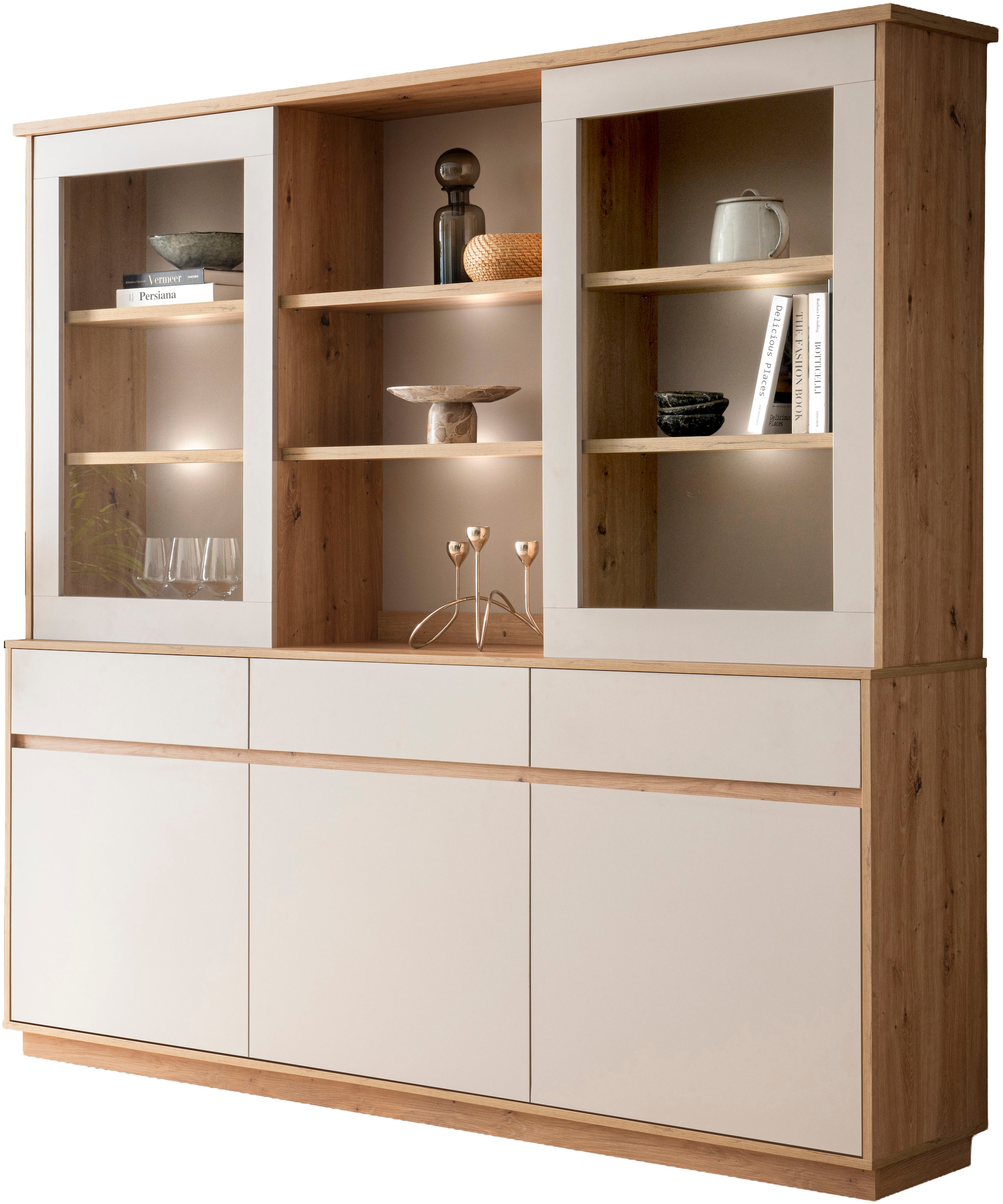 Home affaire Buffet »Sonora, moderner Hochschrank, Buffetschrank in Kaschmir, Regal« filigrane Rahmenoptik, ausreichend Stauraum, vielseitig einsetzbar