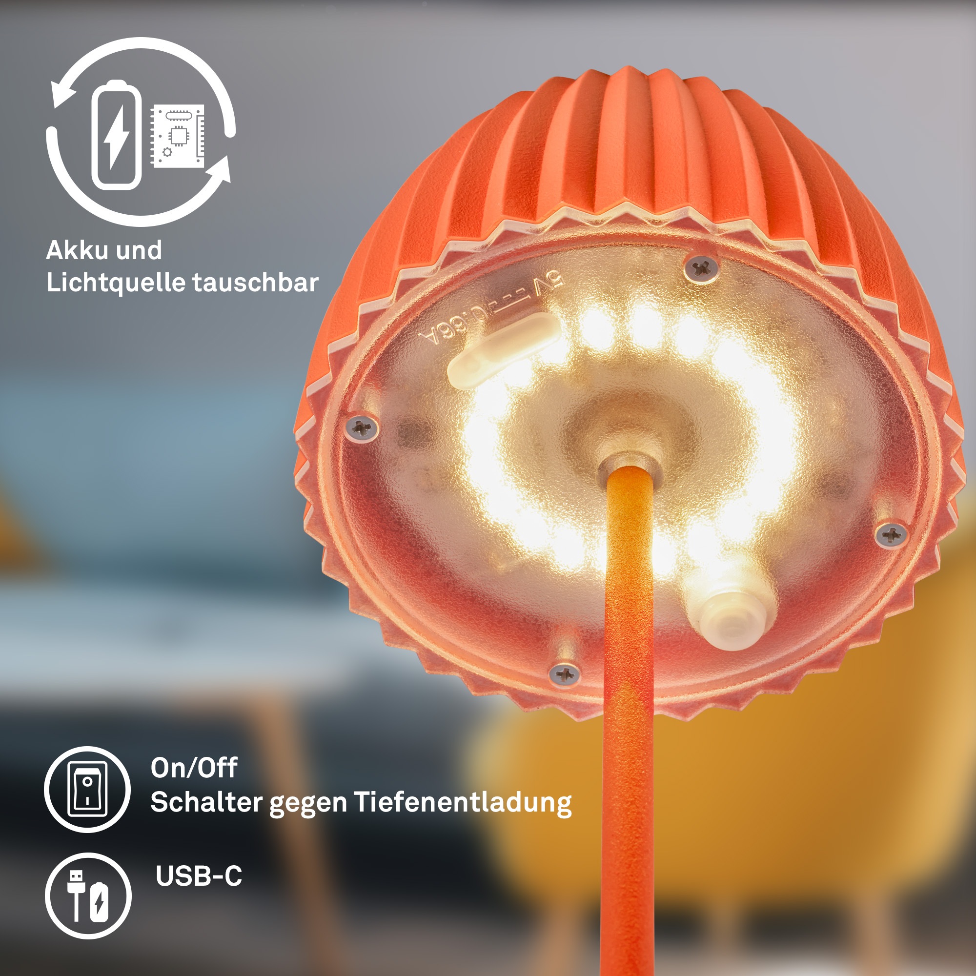Briloner Leuchten LED Tischleuchte »Akku LED Tischleuchte«, Leuchtmittel LED-Modul | LED fest integriert