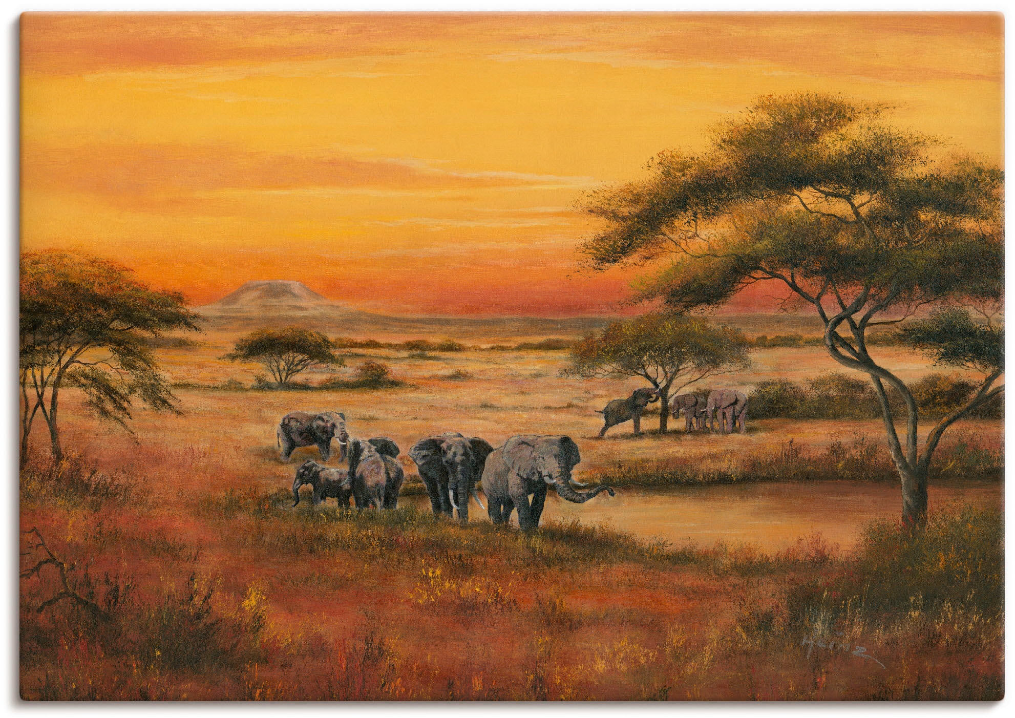 Artland Wandbild "Afrika Elefanten" Afrika 1 Stk. tlg. als Alubild, Leinwan günstig online kaufen