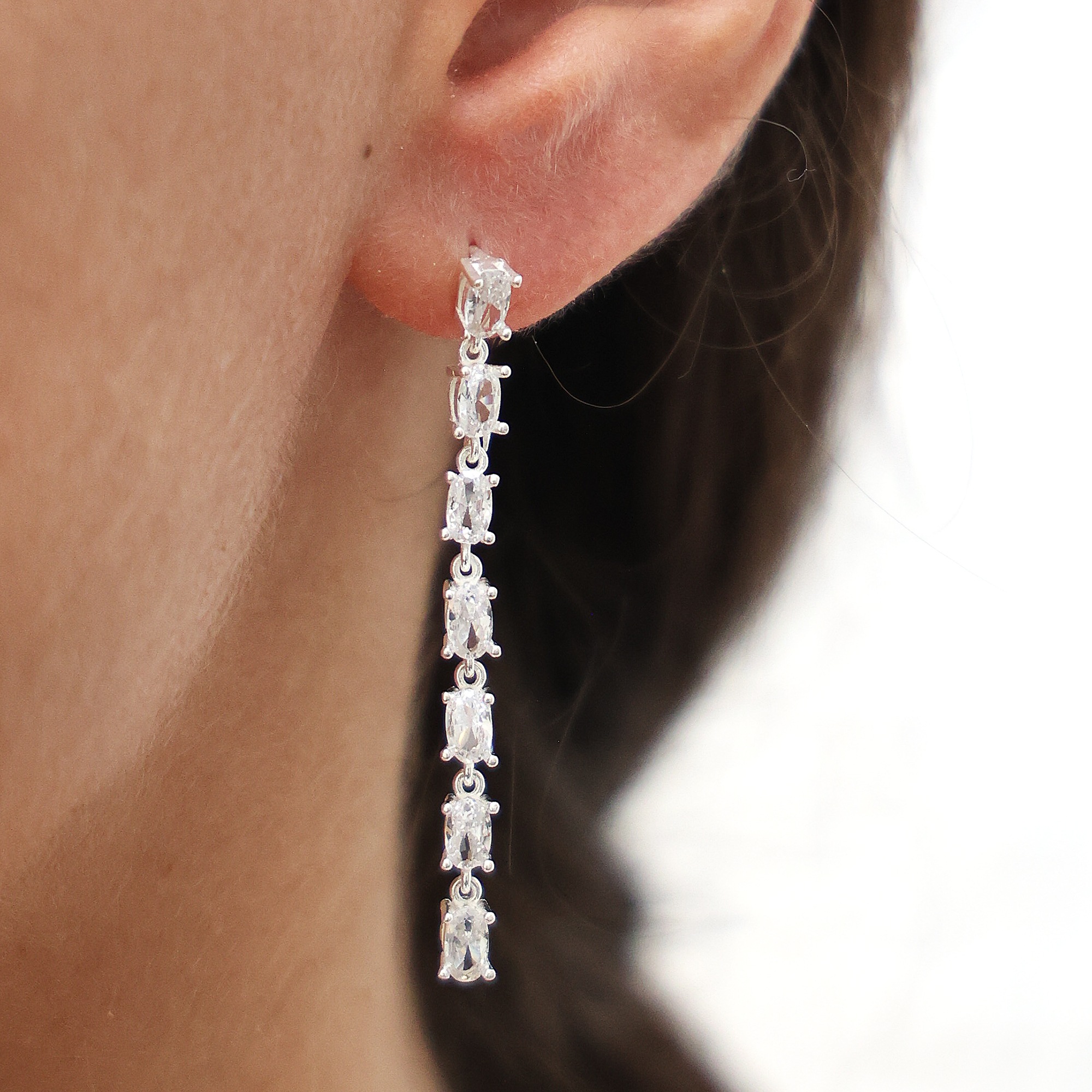 dKeniz Paar Ohrhänger »925/- Sterling Silber rhodiniert Glänzend 5cm Zirkonia Weiß«