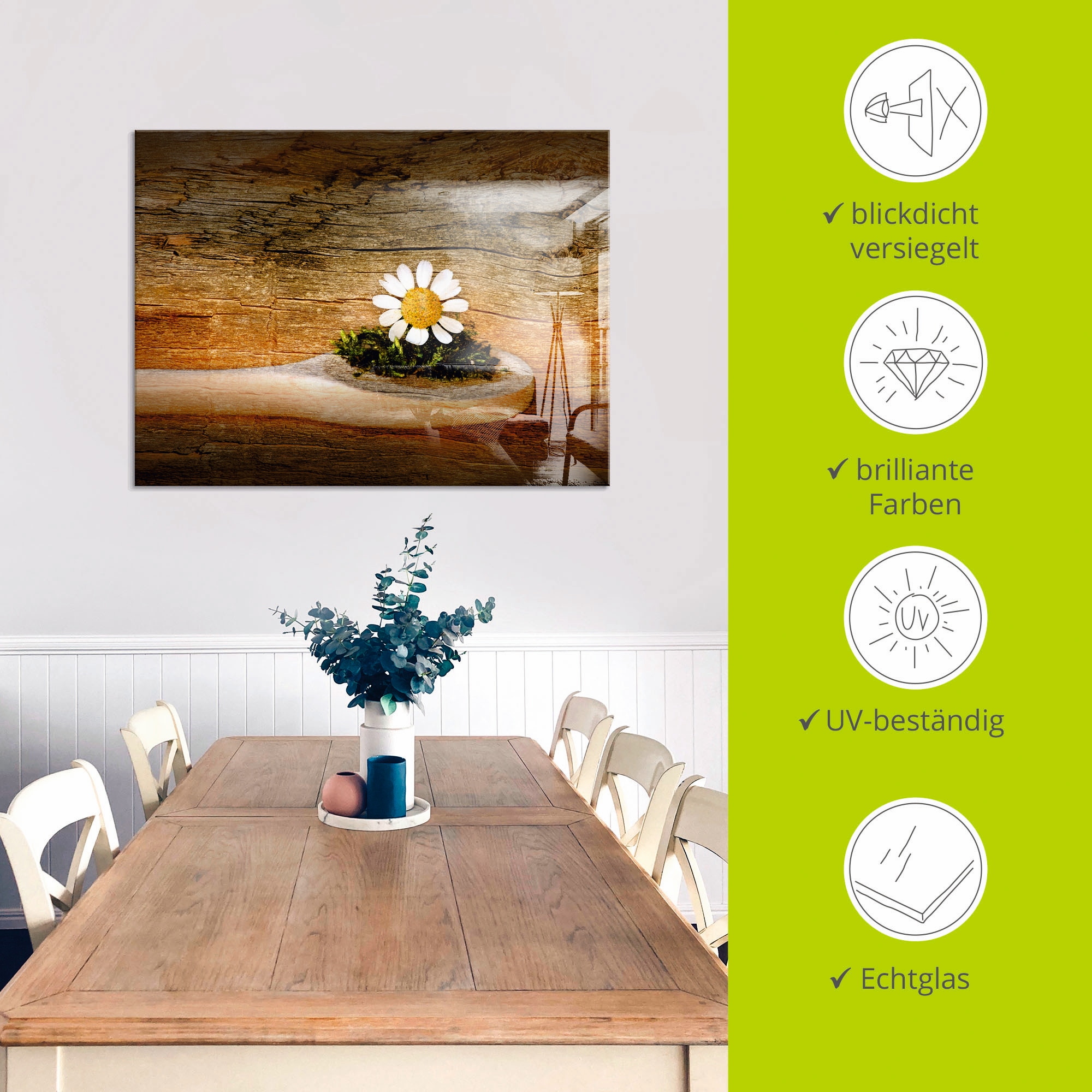 Artland Glasbild »Kamille«, Blumen, (1 St.), in verschiedenen Größen