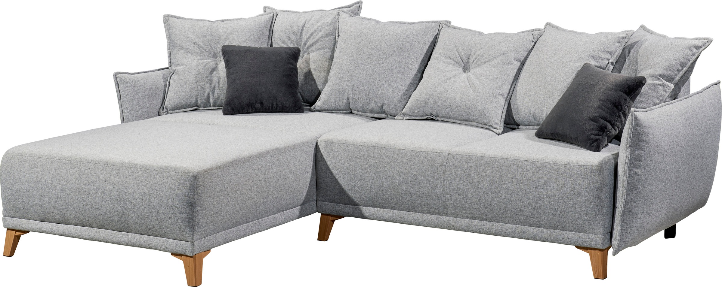 ED EXCITING DESIGN Ecksofa »Pamplona L-Form«, mit Bettfunktion, Bettkasten & Zierkissen