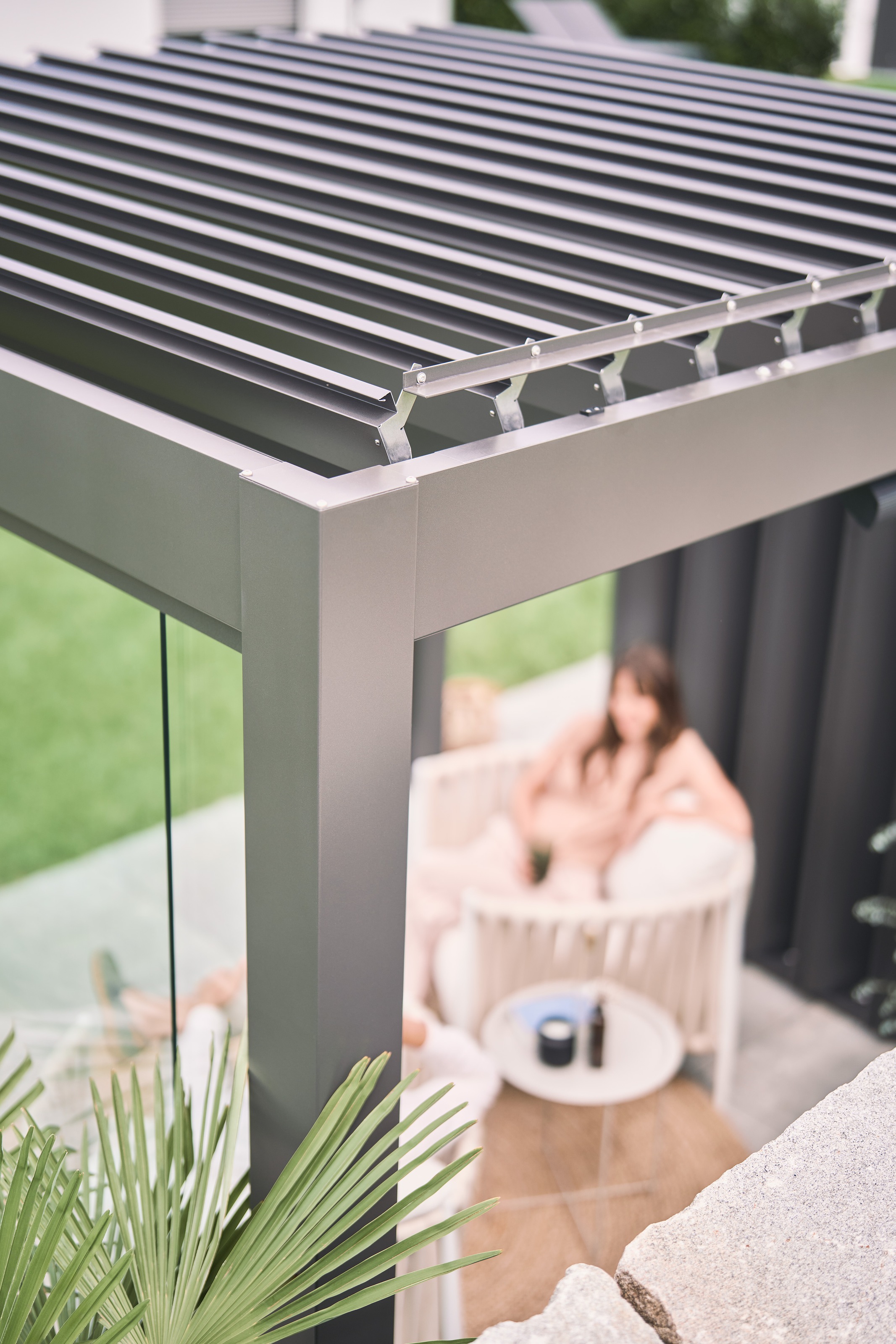 Pergola BIOHORT "3x3, verschiedene Farben", dunkelgrau, metallic, B:312cm H:264cm T:312cm, Pergolen, ausgezeichnet mit dem Red Dot Design Award 3