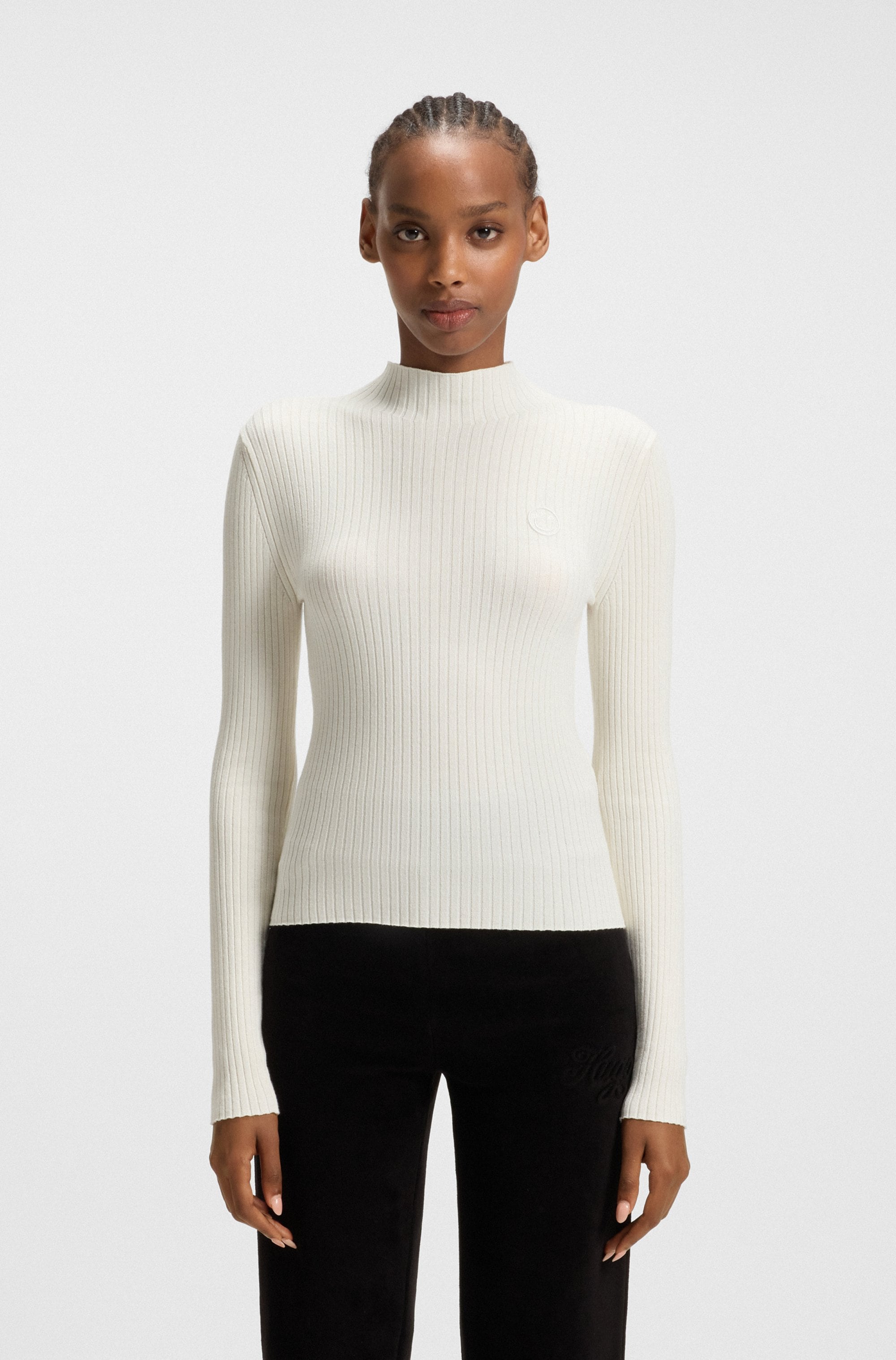 HUGO Blue Stehkragenpullover "Sarmie", mit Label-Stitching günstig online kaufen