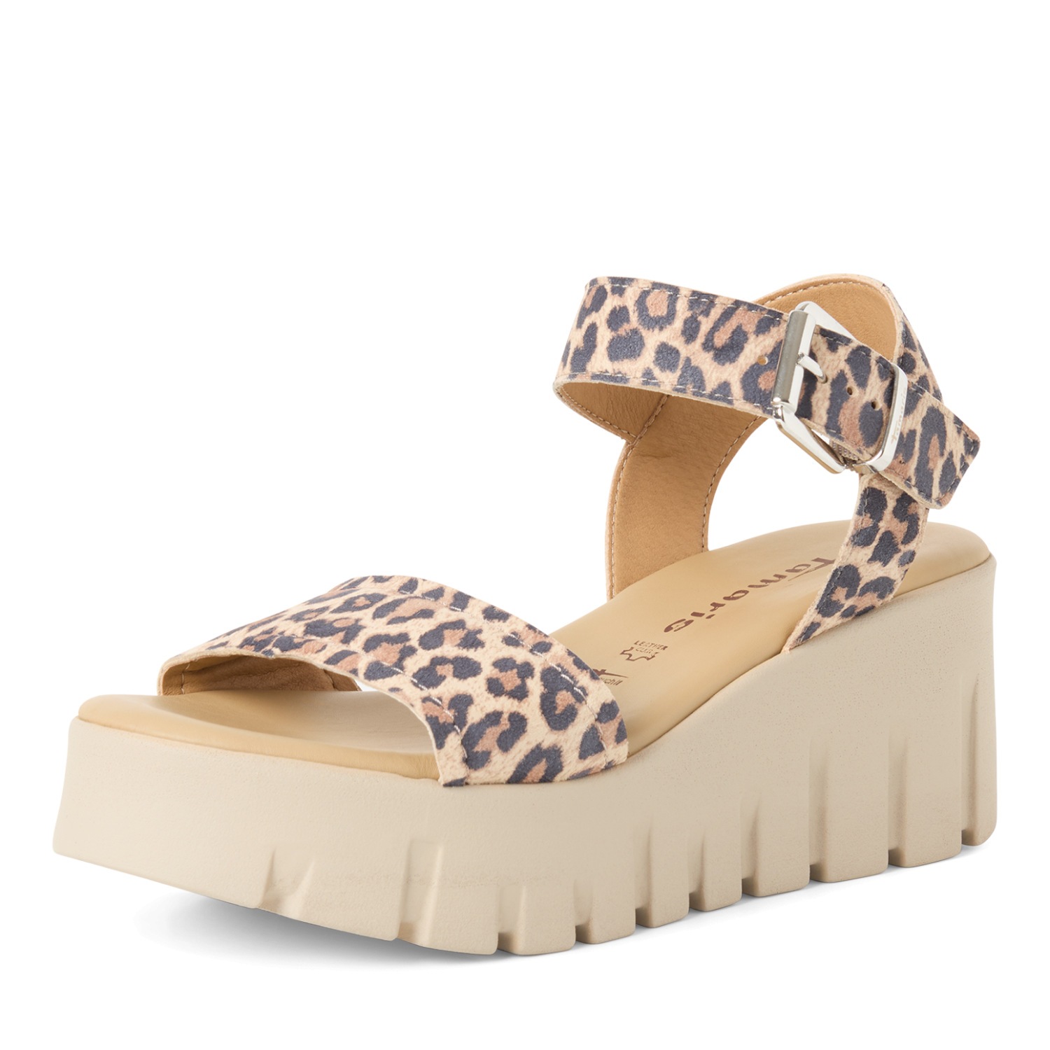 Keilsandalette TAMARIS, Damen, Gr. 40, leo, Veloursleder, Schuhe, Sommerschuh, Riemchensandale mit modischer Plateausohle