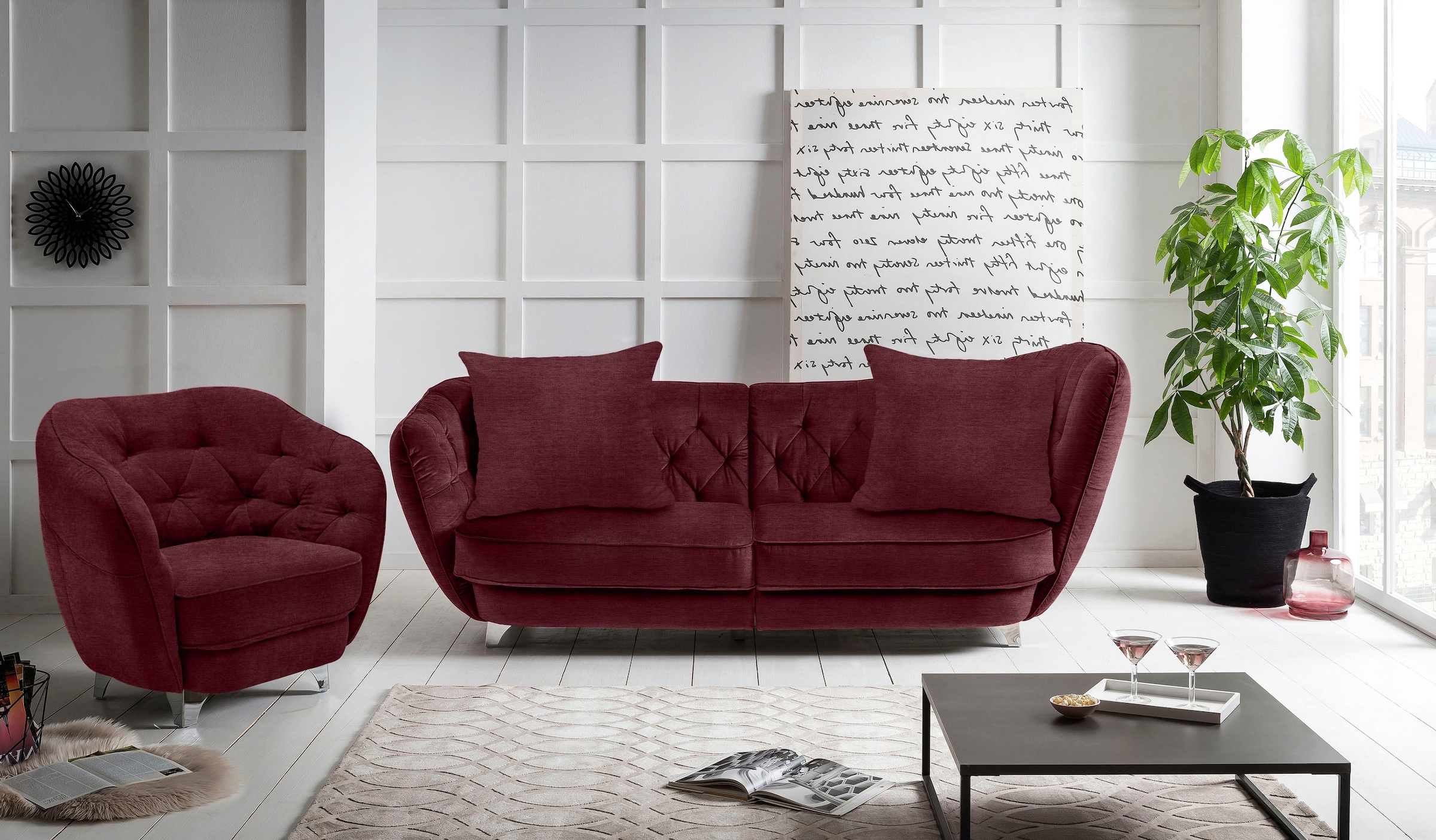 Leonique Big-Sofa »Retro«, stylischer Hochlehner