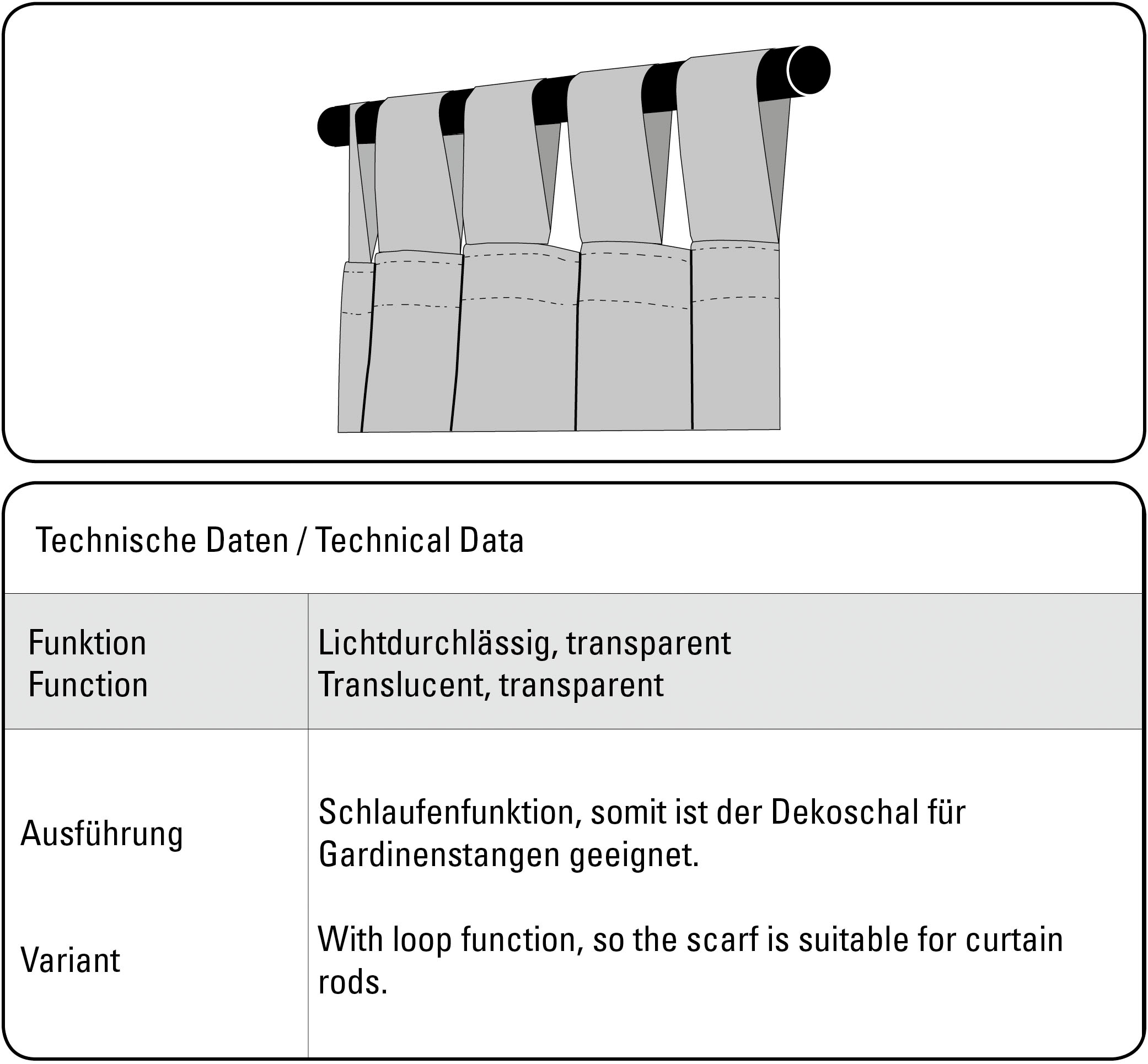 Gardine »Schal Voile mit Foilprint«, (1 St.), mit Schlaufen