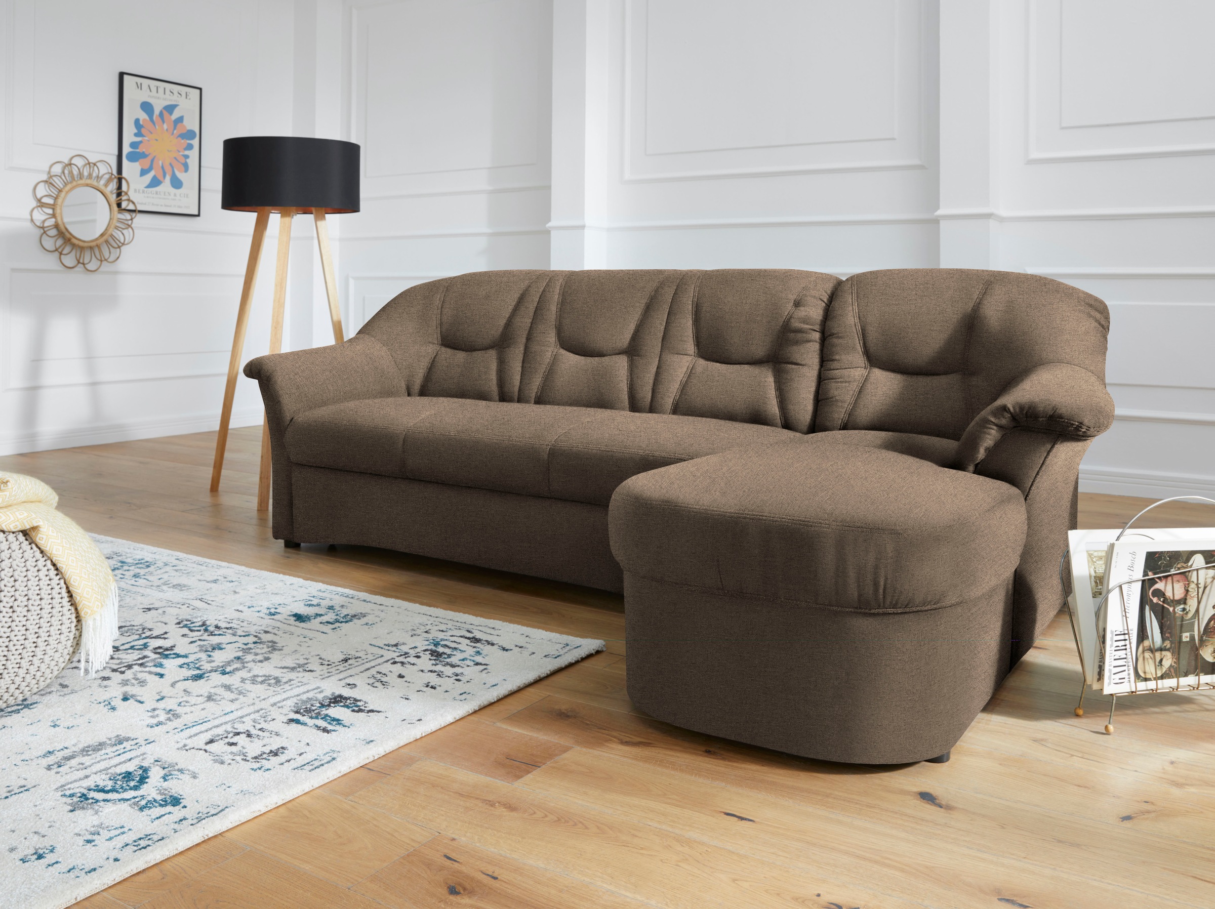 DOMO collection Ecksofa »Sarafina zeitlos und komfortabel, optional mit Federkern, L-Form«, wahlweise mit Bettfunktion