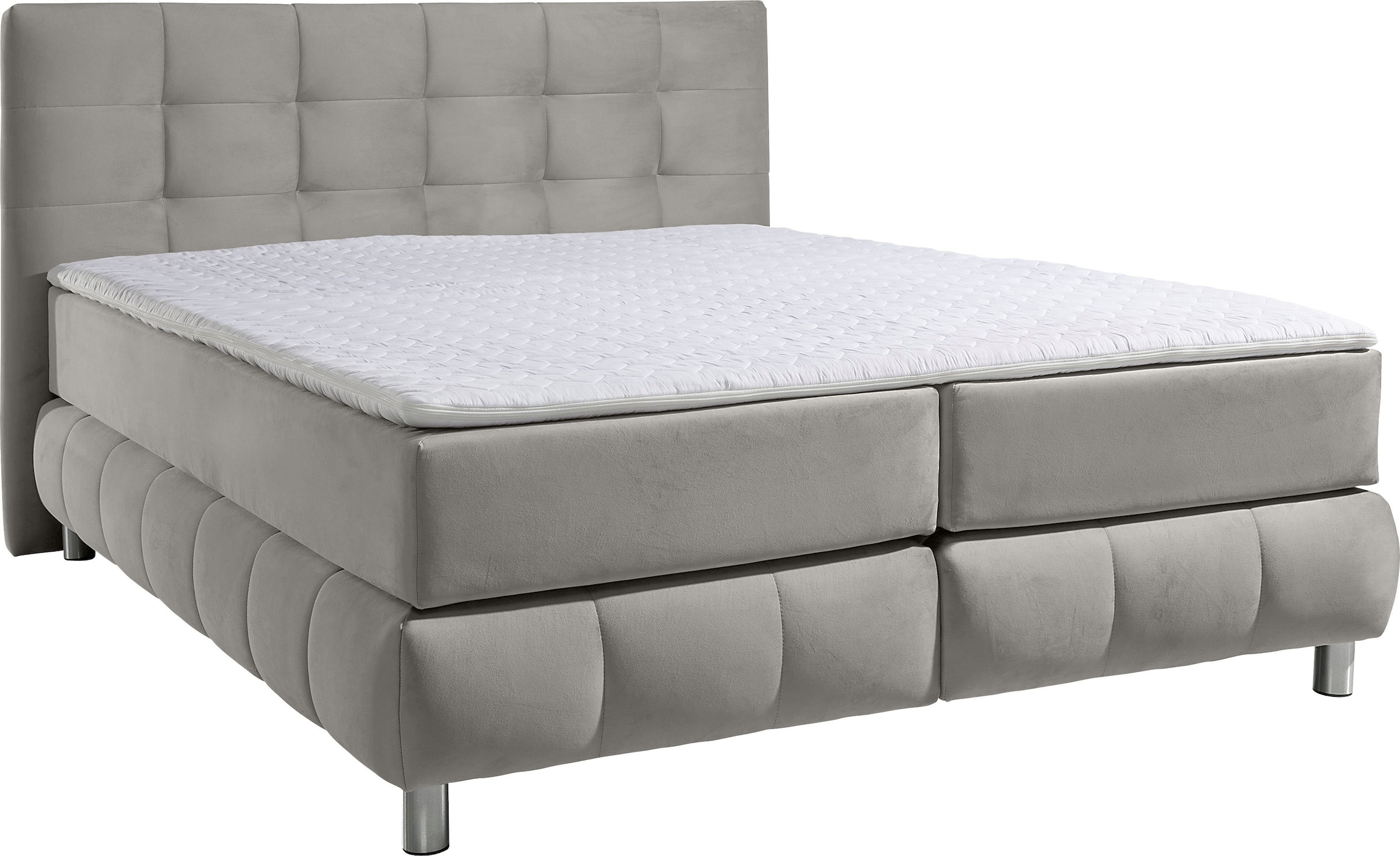 andas Boxspringbett »Salo XXL«, in Samtoptik oder Struktur, 6 Breiten in Überlänge 220cm, 4 Härtegrade