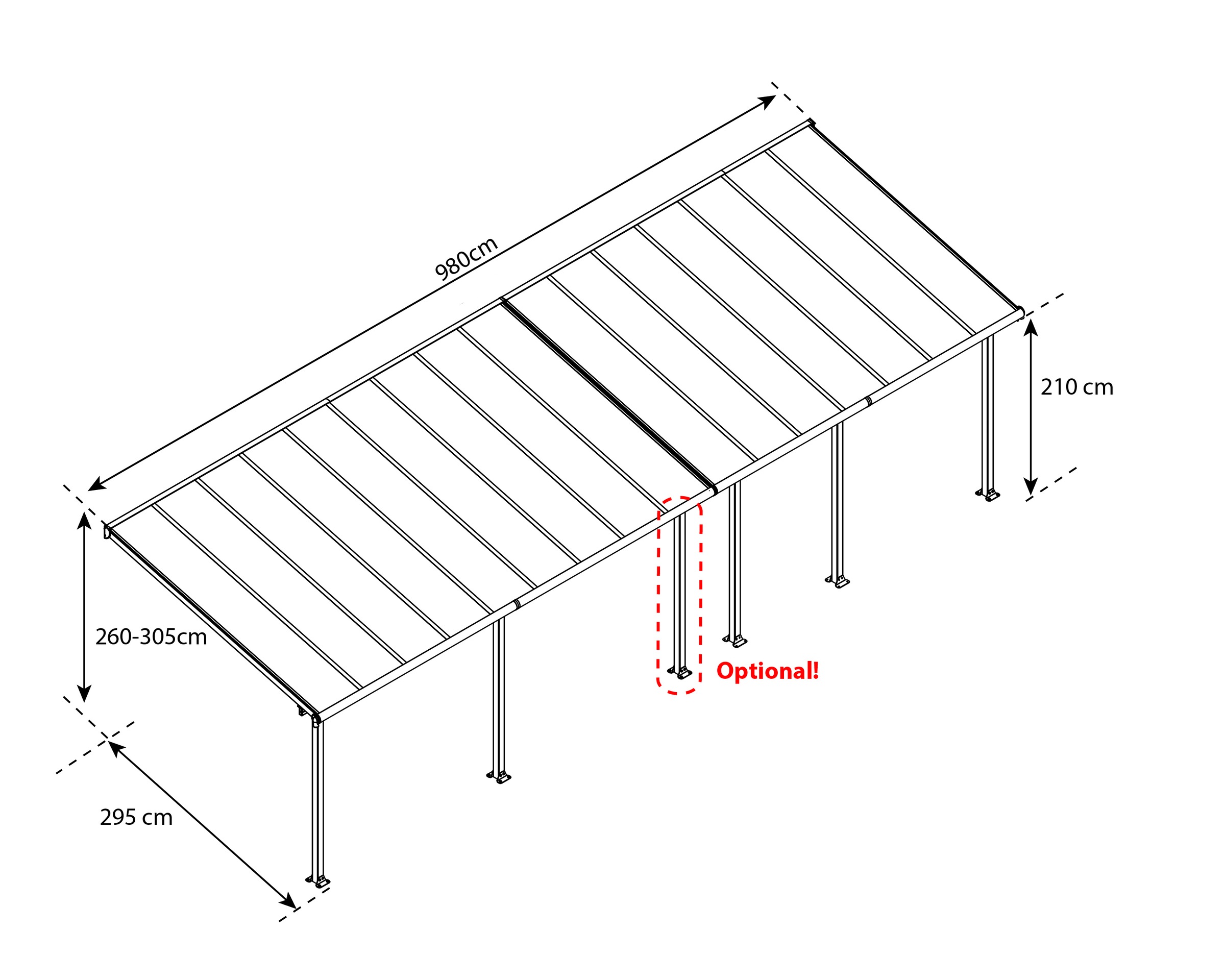 Palram - Canopia Terrassendach »Olympia 3x9.71«, BxT: 980x295 cm