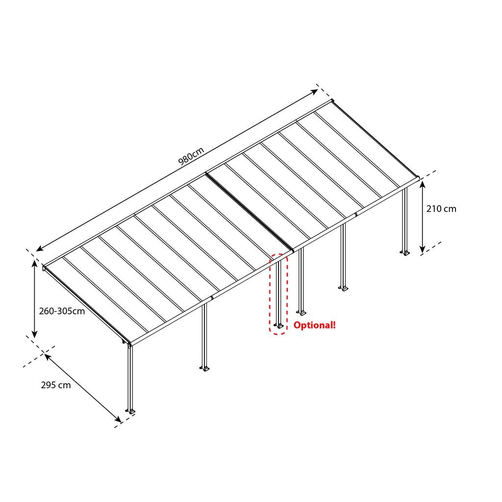 Palram - Canopia Terrassendach »Olympia 3x9.71«, BxT: 980x295 cm