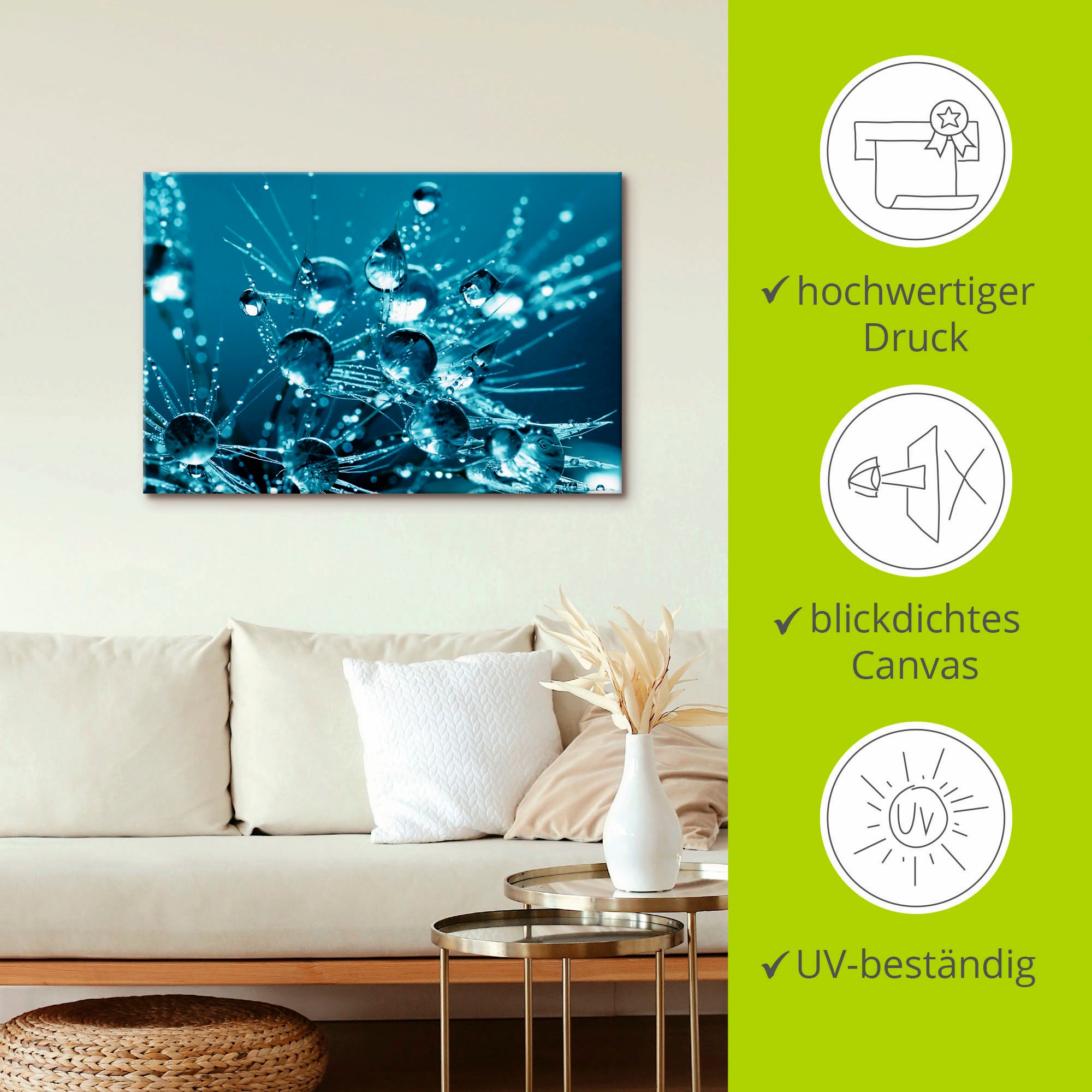 Artland Leinwandbild »Glitzernde Pusteblume II«, Blumen, (1 St.), auf Keilrahmen gespannt