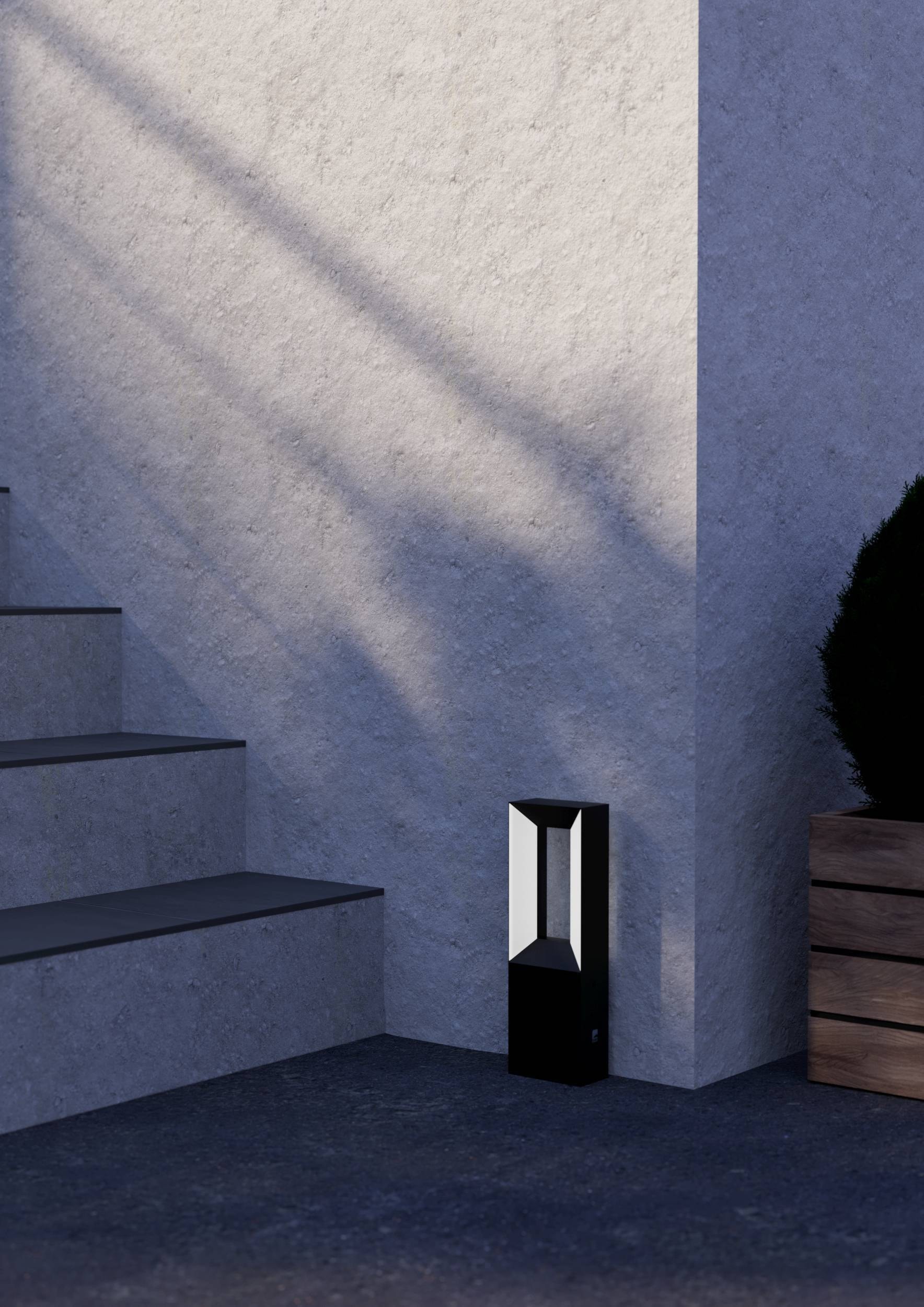 EGLO Sockelleuchte »Riforano Außen-Stehlampe, Aluminium-Guss und Kunststoff, IP44, Lampe« LED-Modul 1 Stk. Warmweiß Stehleuchte - L11 x B6 x H34 cm - schwarz - 2X5W inkl.