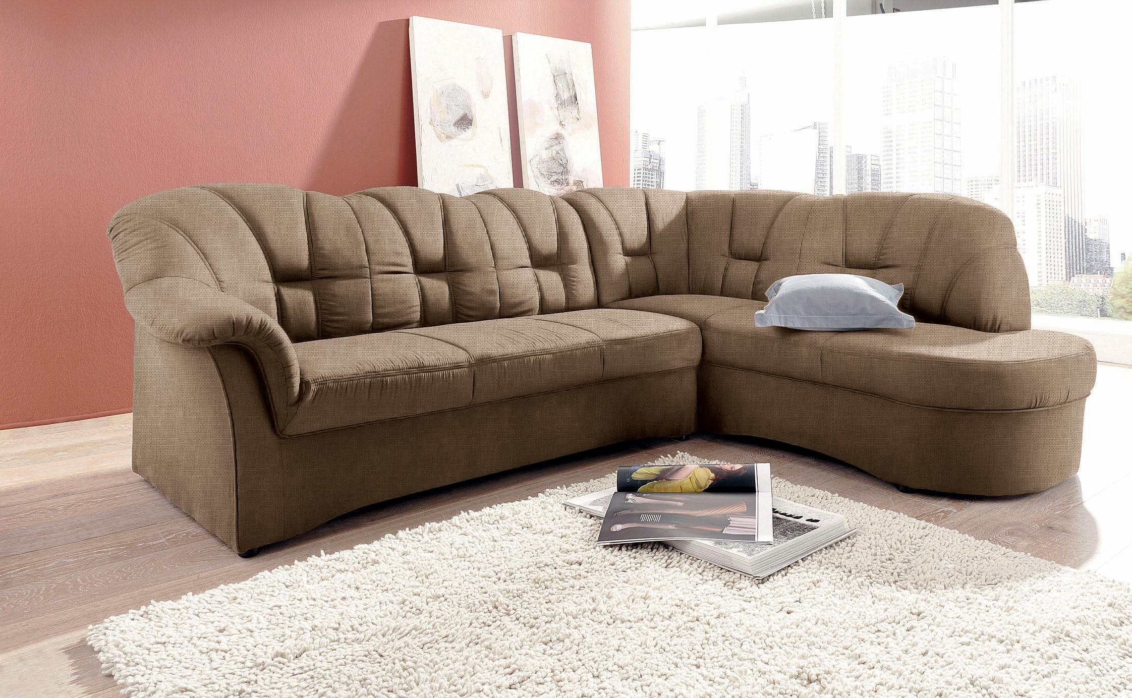 DOMO collection Ecksofa "Papenburg, zeitlose Rückensteppung, elegante Armle günstig online kaufen