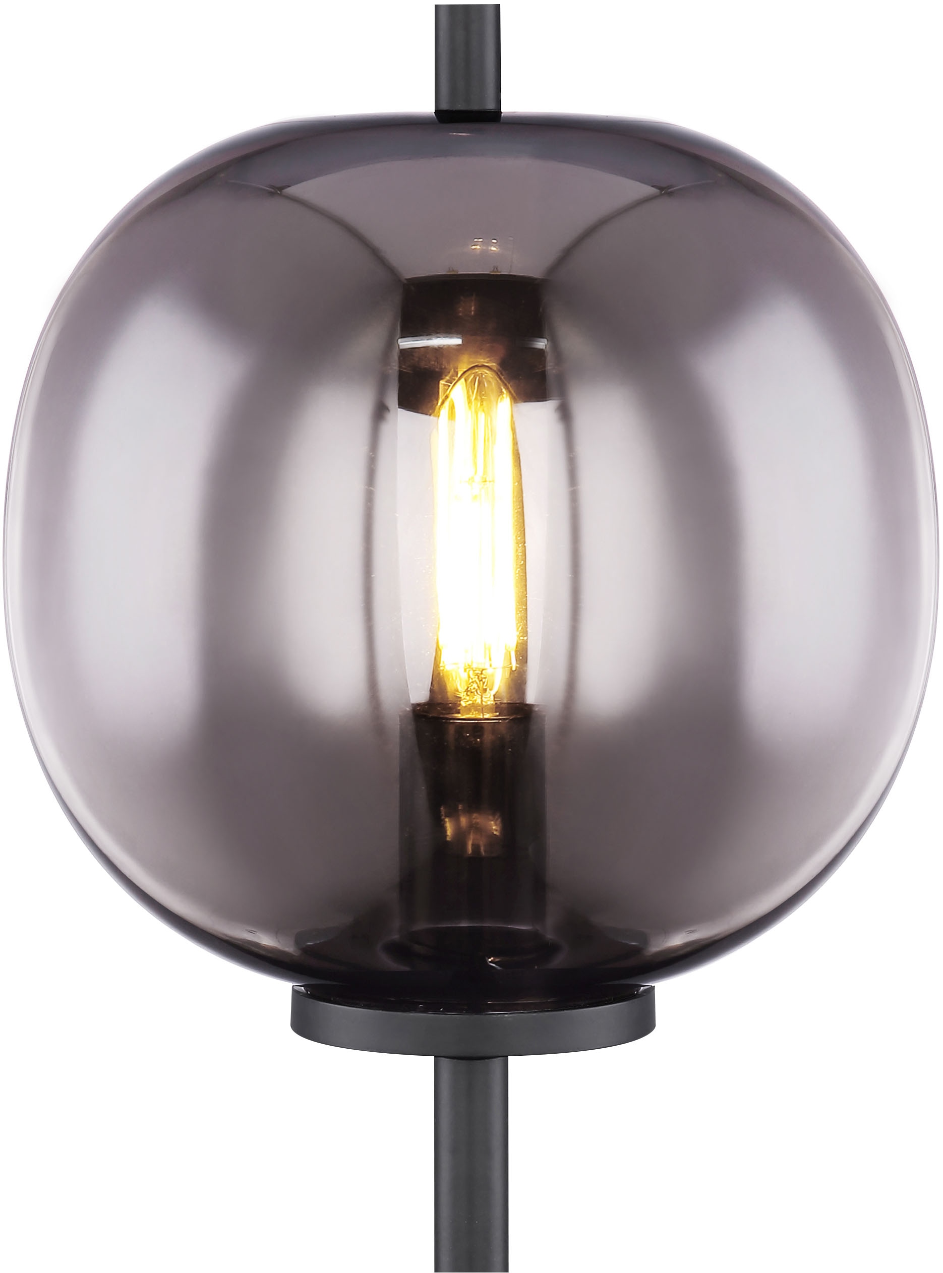 GLOBO LIGHTING Tischleuchte »BLACKY«, Leuchtmittel E14 | ohne Leuchtmittel, Tischlampe/Metall schwarz/Glas/Wohnzimmer/Schlafzimmer