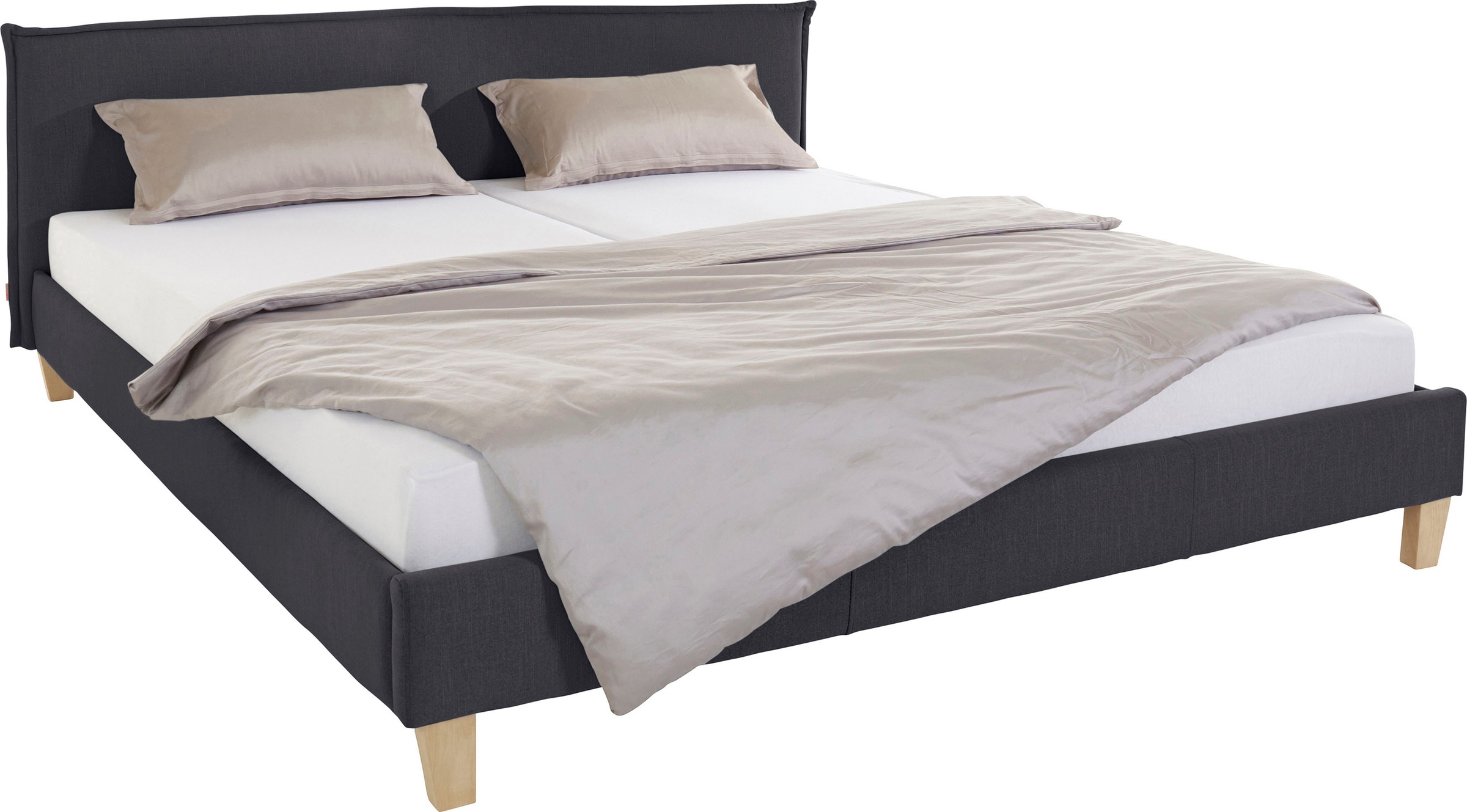 OTTO products Polsterbett »Heddi«, in 5 Breiten: von 90cm-200cm, Biese am Kopfteil, Strukturstoff