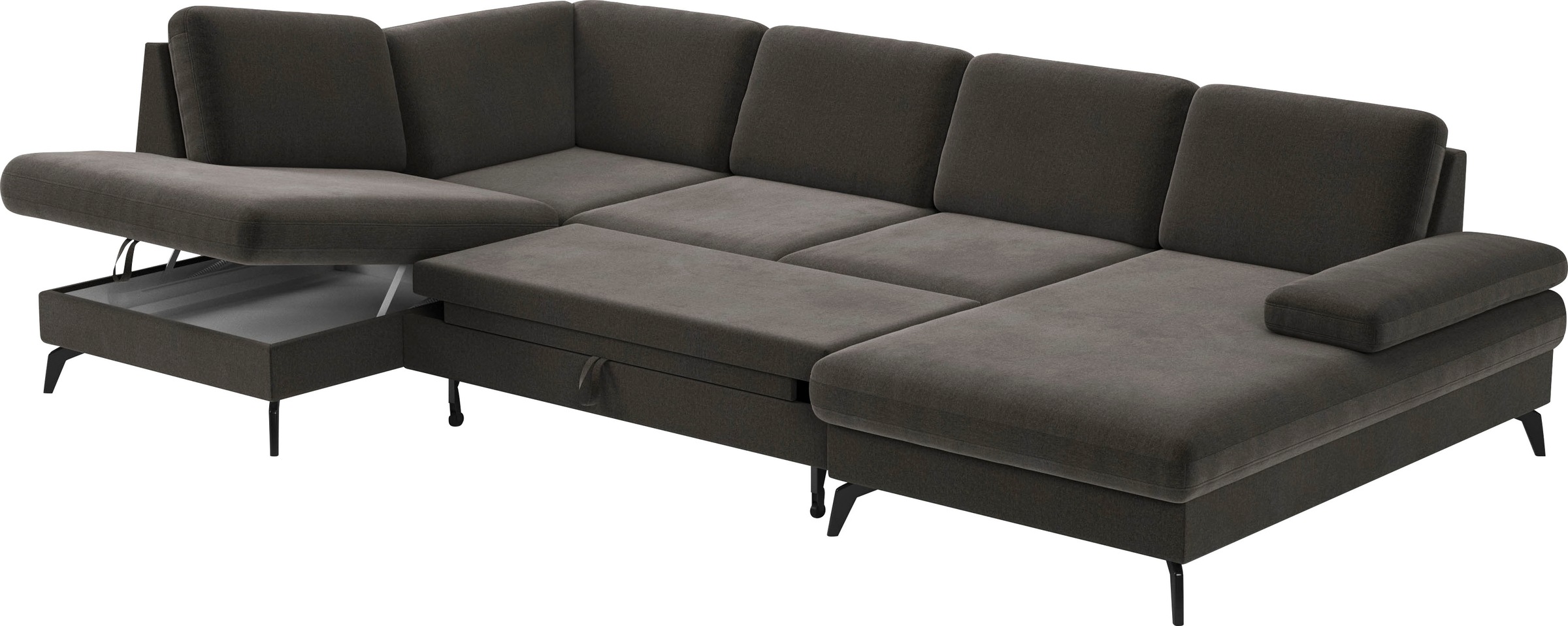 sit&more Wohnlandschaft »Morris U-Form, inkl. Sitztiefenverstellung«, wahlweise mit Armteilverstellung, Bettfunktion & Bettkasten