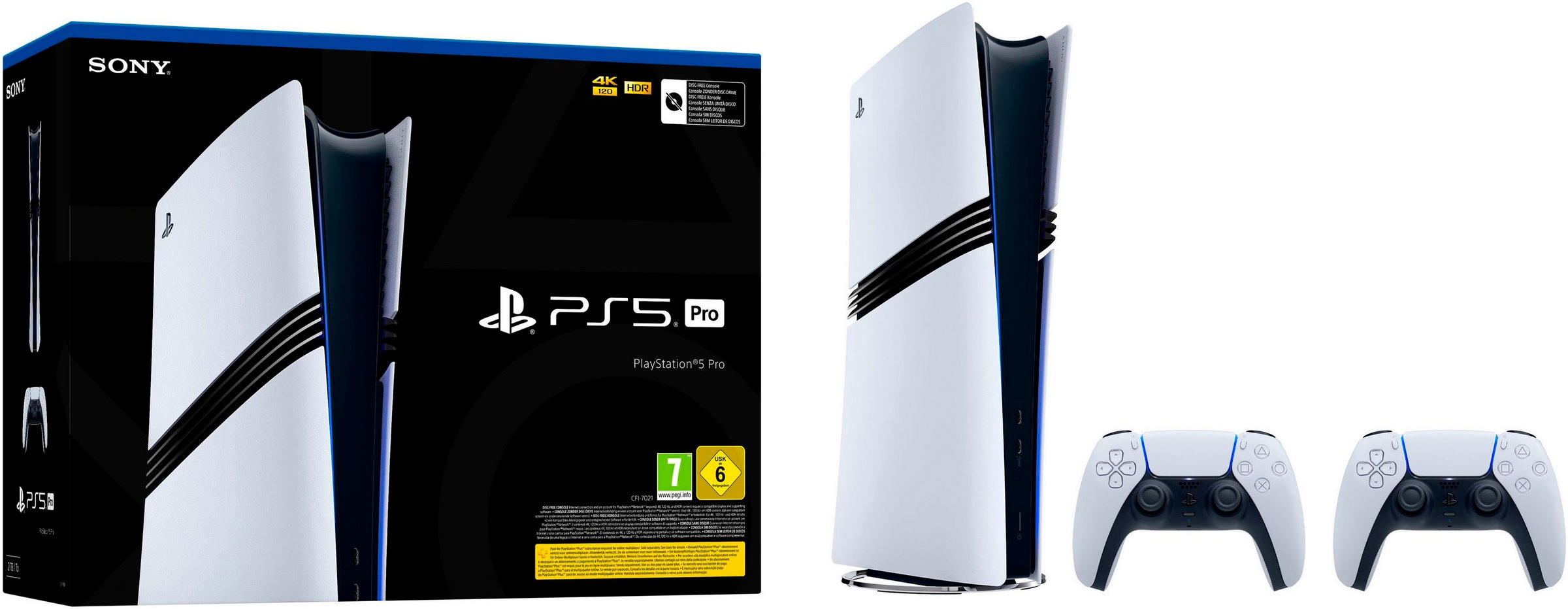 PLAYSTATION 5 Konsolen-Set "PlayStation 5 Pro Konsole inkl. zweitem DualSense Wireless-Controller", B:8,9cm H:21,6cm T:38,8cm, schwarz-weiß,