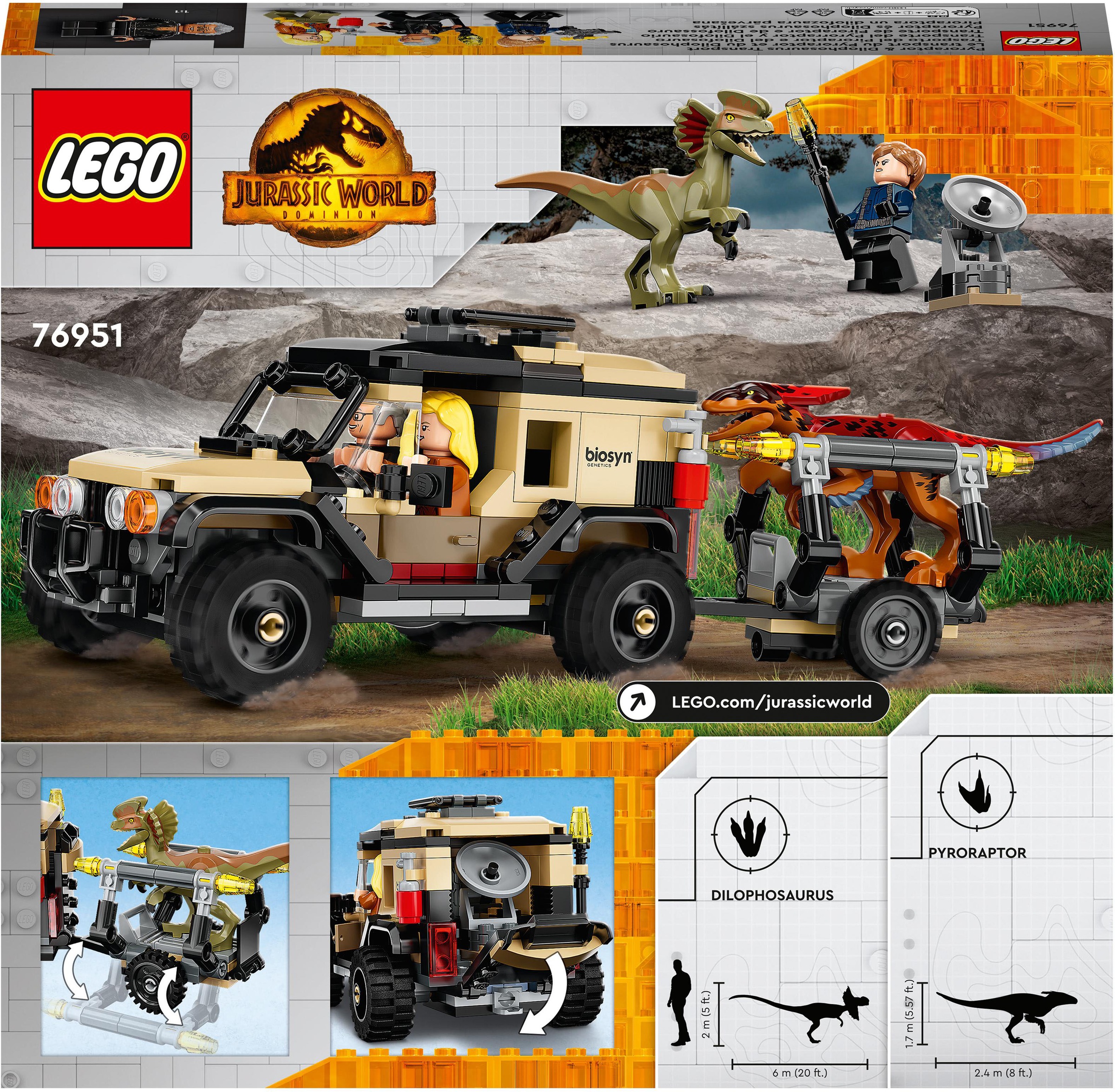 LEGO® Konstruktionsspielsteine »Pyroraptor & Dilophosaurus Transport (76951), LEGO® Jurassic World«, (254 St.), Made in Europe