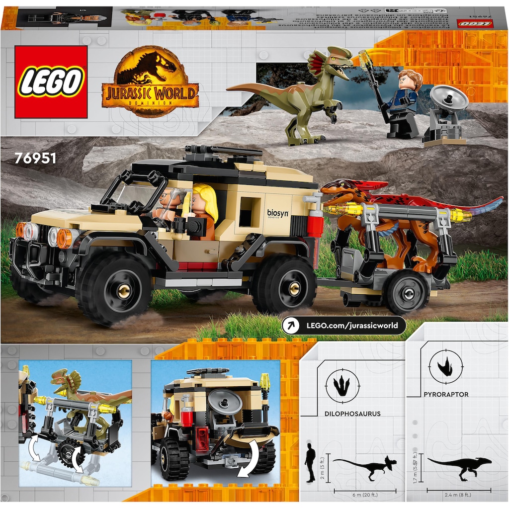 LEGO® Konstruktionsspielsteine »Pyroraptor & Dilophosaurus Transport (76951), LEGO® Jurassic World«, (254 St.)