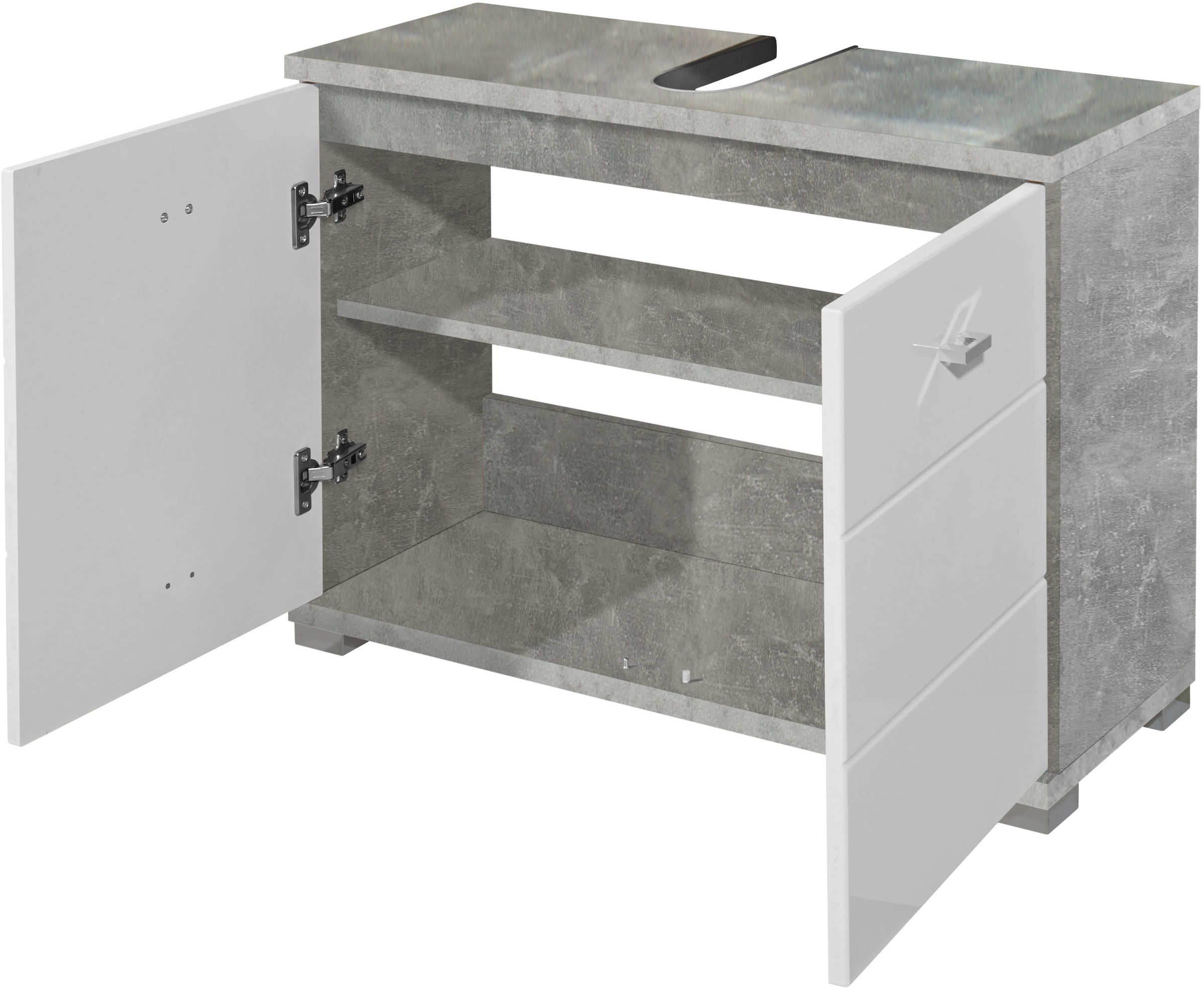 BASIC by Balculina Waschbeckenunterschrank »Pool, Badezimmerschrank BxHxT 80x57x31«, (1 St.), Breite 80cm, Tür L/R montierbar