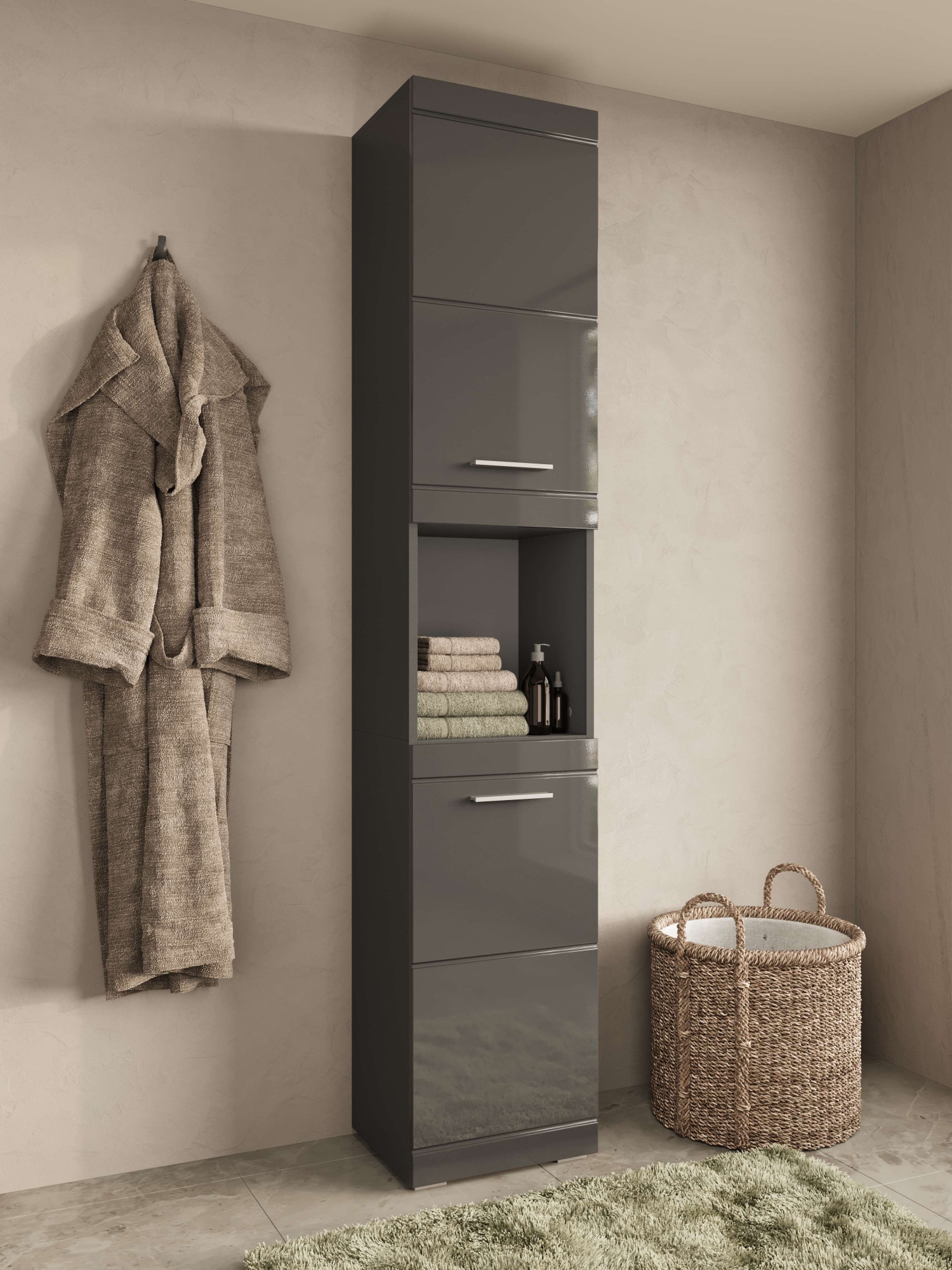 OTTO home Hochschrank »Föhr« minimalistisch, zeitlos, hochglänzend