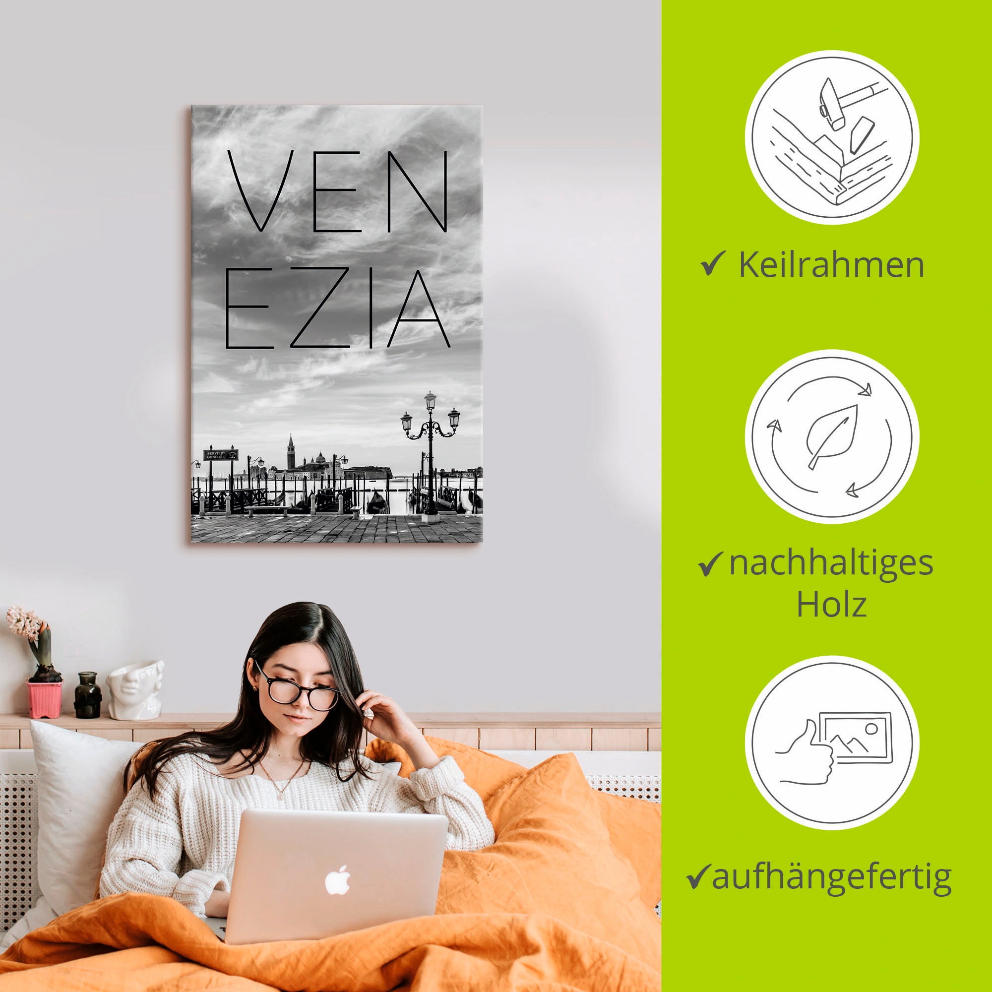 Artland Wandbild »Gondeln am frühen Morgen in Venedig« Venedig 1 Stk. tlg. als Leinwandbild in verschied. Größen