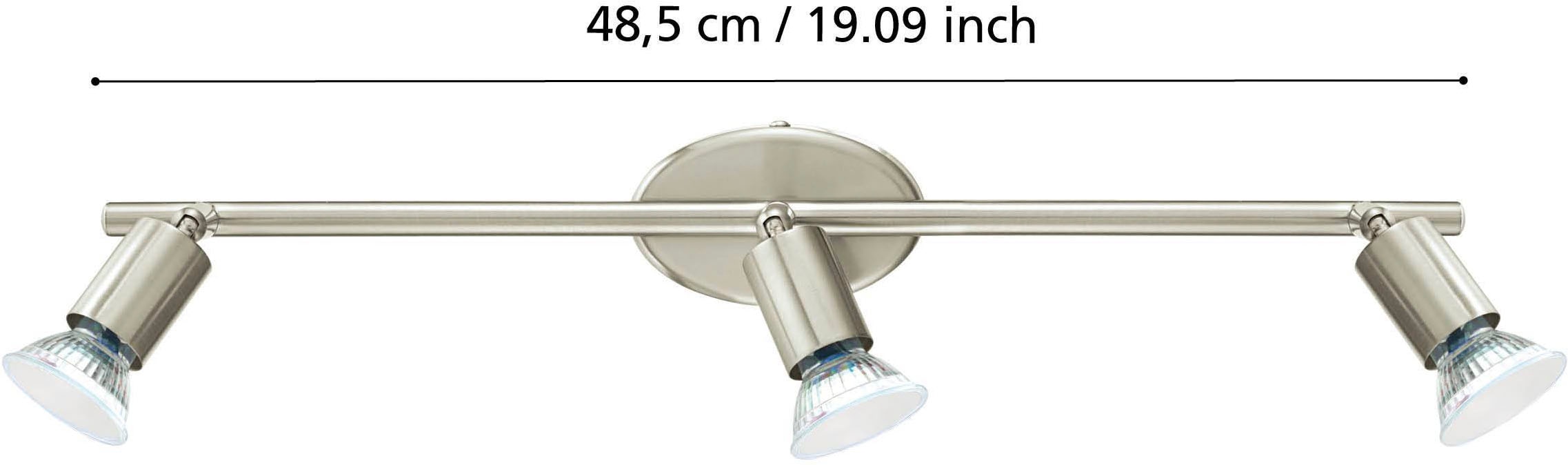 EGLO Deckenleuchte »Buzz-LED Deckenlampe, Wohnzimmerlampe aus Metall, Küchenlampe, GU10« GU10 1 Stk. Spot - L48,5 x B6,5 cm - nickel-matt - 3X2,8W inkl.