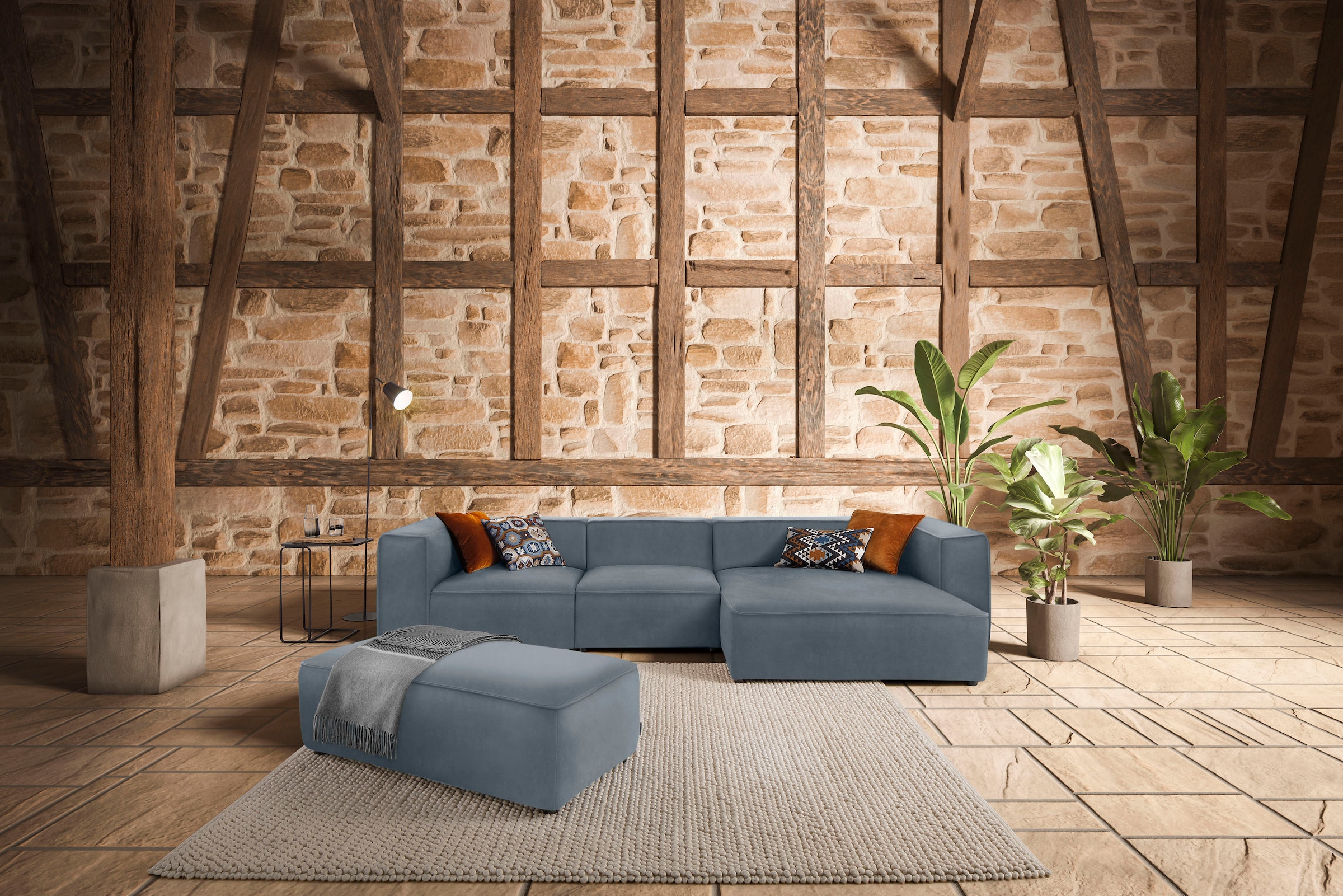 W.SCHILLIG Ecksofa "around-the-block Mega Sofa, viel Platz und hoher Sitzkomfort, L-Form" mit eleganter Biese, mit Federkern, Breite 341 cm