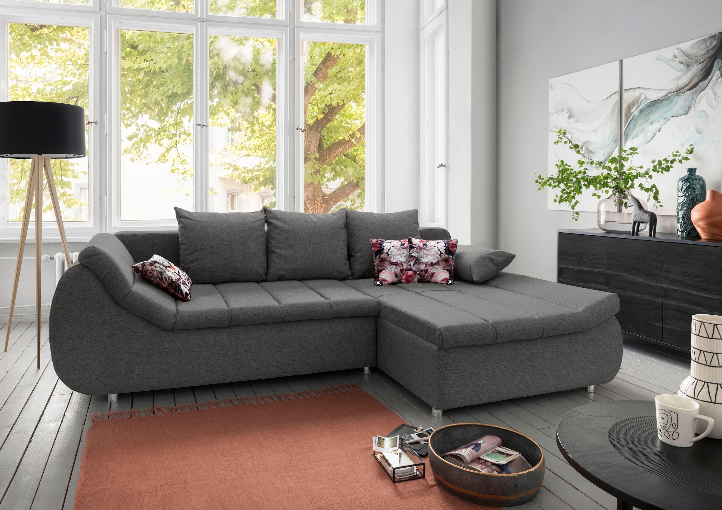 INOSIGN Ecksofa "Imola elegant und modern, aktuelle Steppung im Sitz, beque günstig online kaufen
