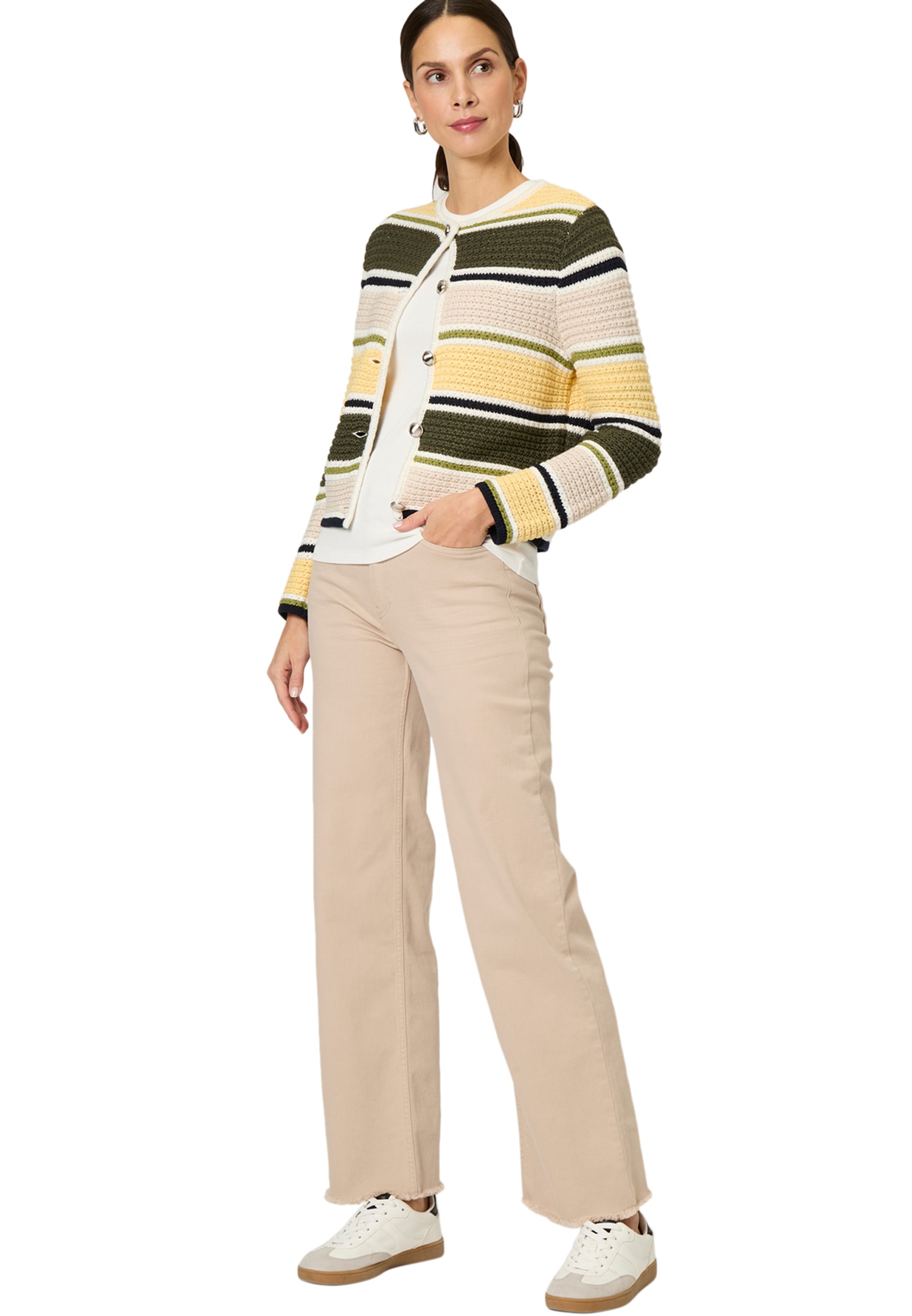 Zero Slim-fit-Jeans »zero Jeans Wide Leg Style WITNEY beige 32 Inch«