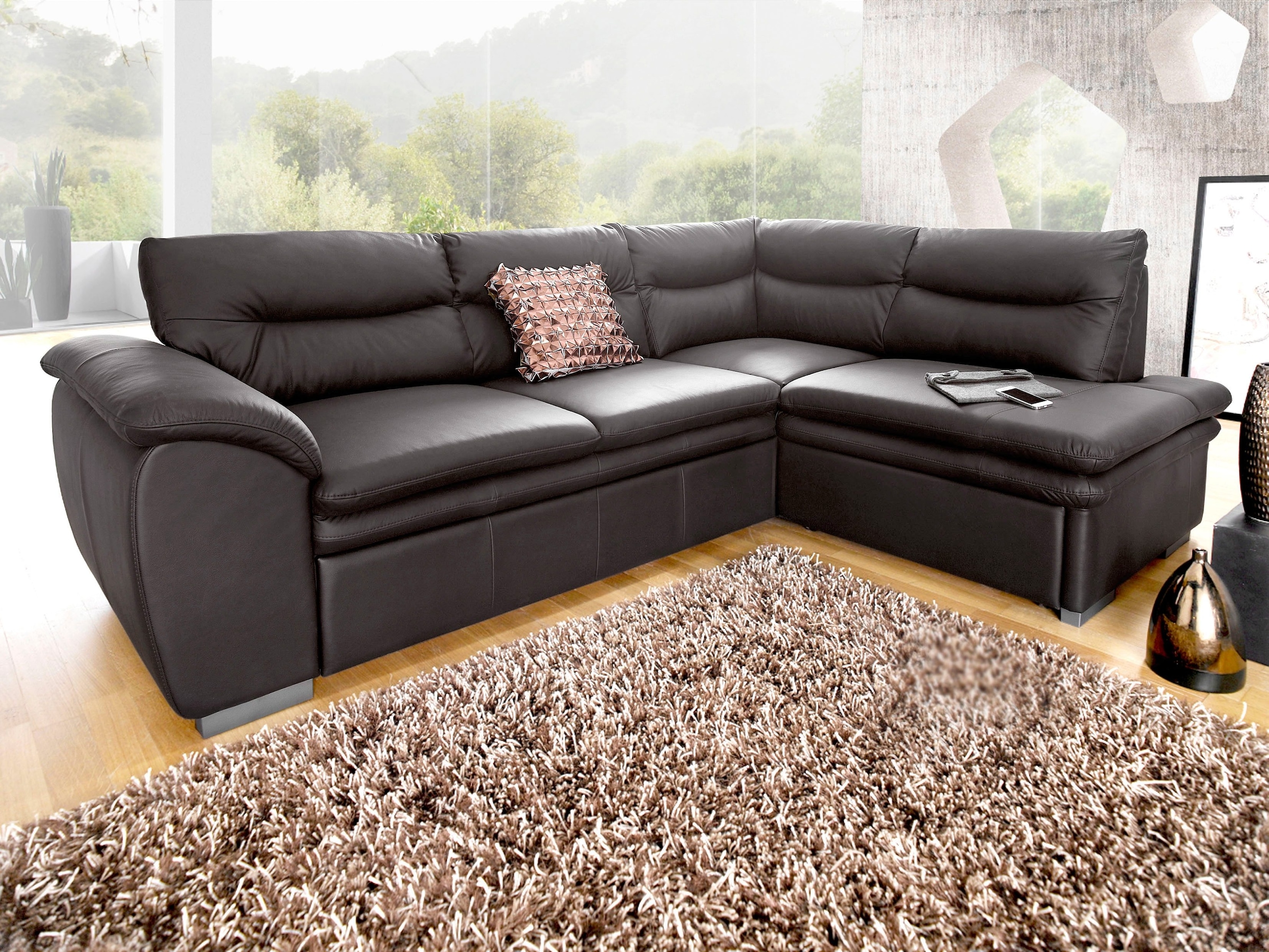 COTTA Ecksofa »Leandra L-Form«, wahlweise mit Bettfunktion & Bettkasten