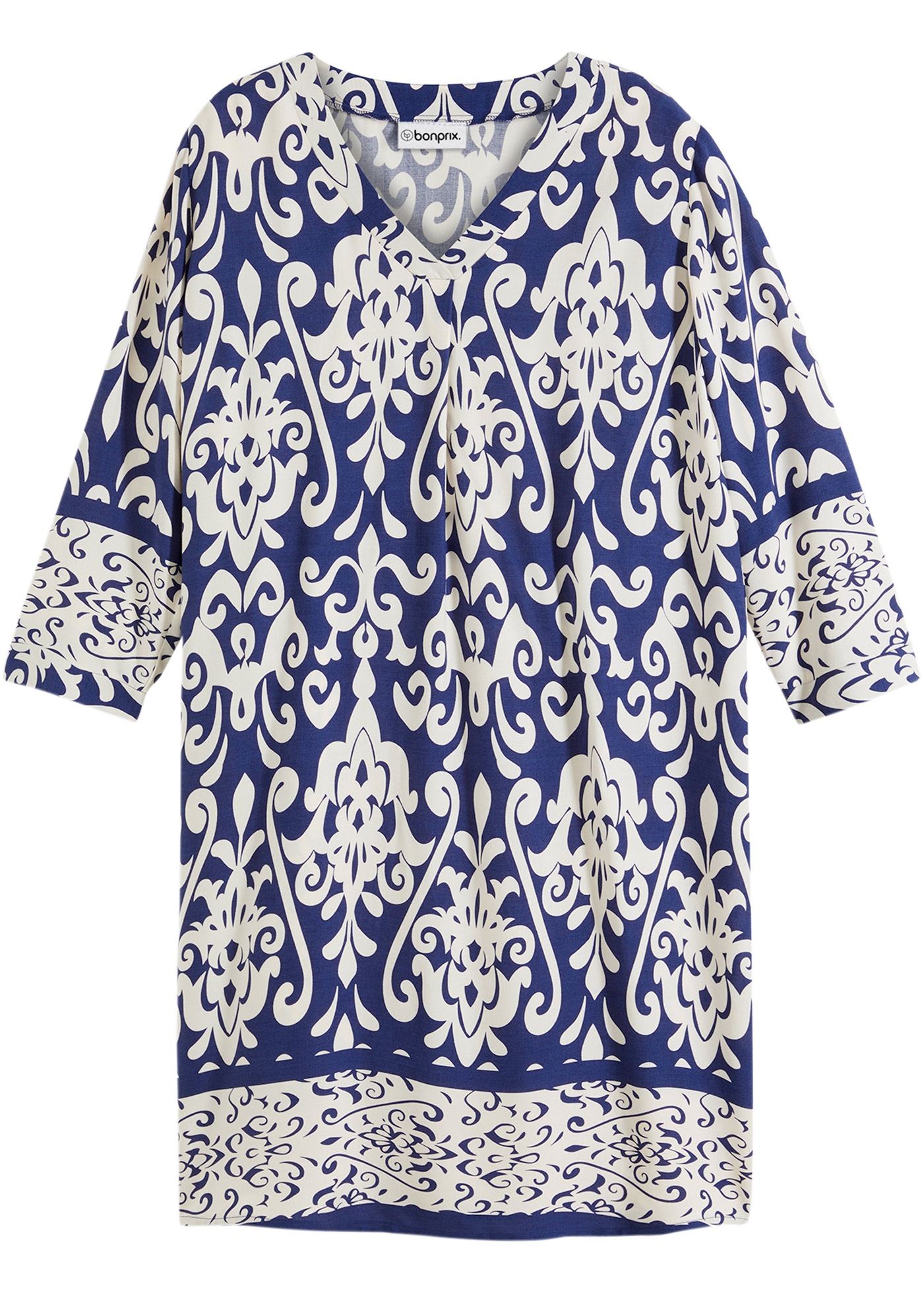 bonprix Tunikakleid aus Viskose, eleganter Stil, A-Linien-Passform, 3/4-Ärmel