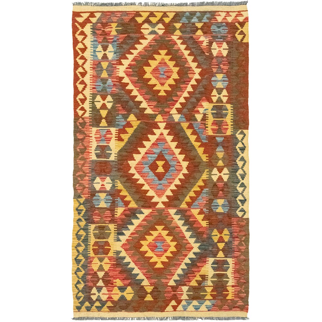 morgenland Wollteppich »Kelim Afghan Teppich handgewebt orange«, rechteckig