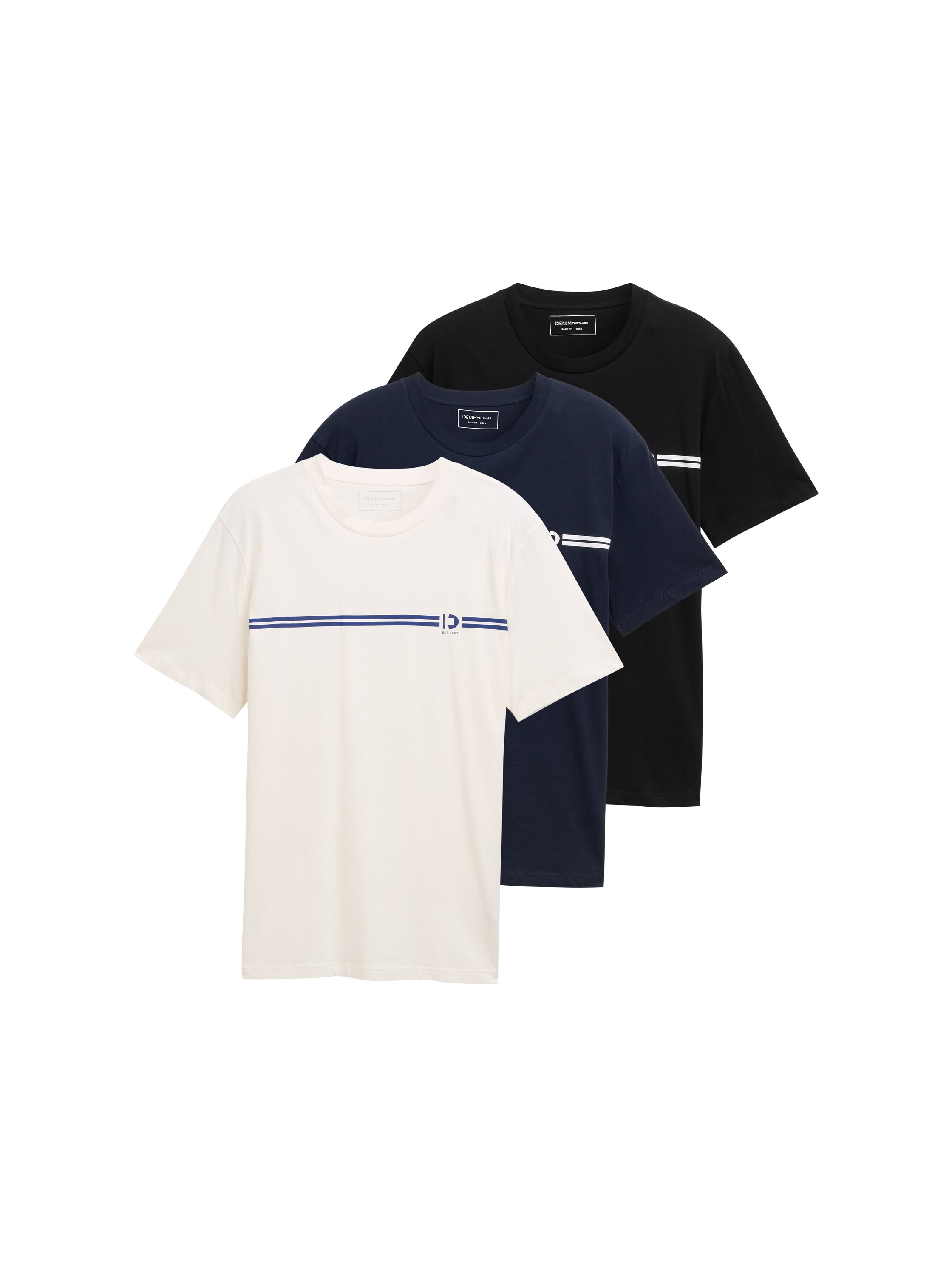 TOM TAILOR Denim T-Shirt, (Packung, 3 tlg.), mit Logo-Print günstig online kaufen