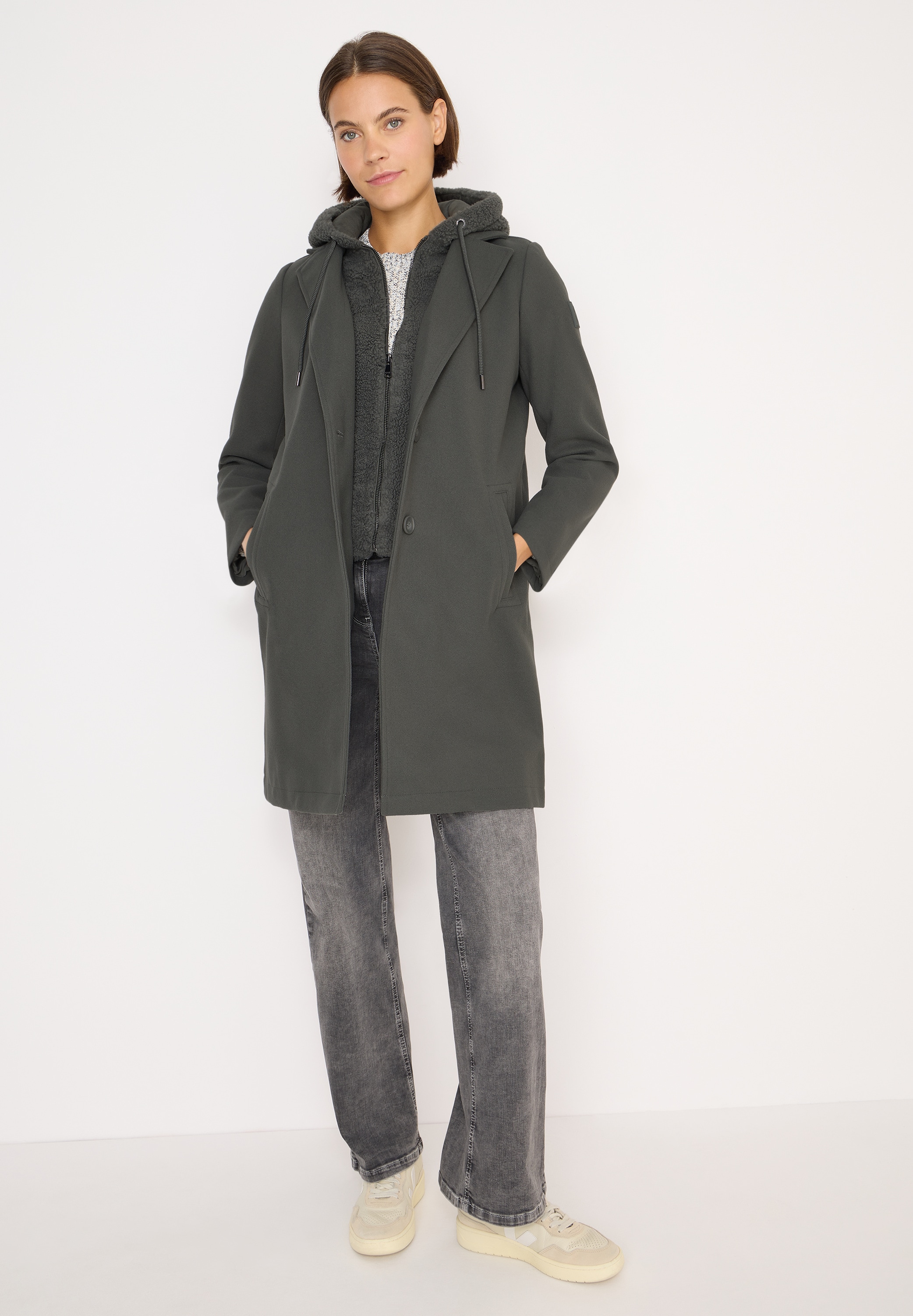 Cecil Fellimitatmantel mit Taschen-Detail