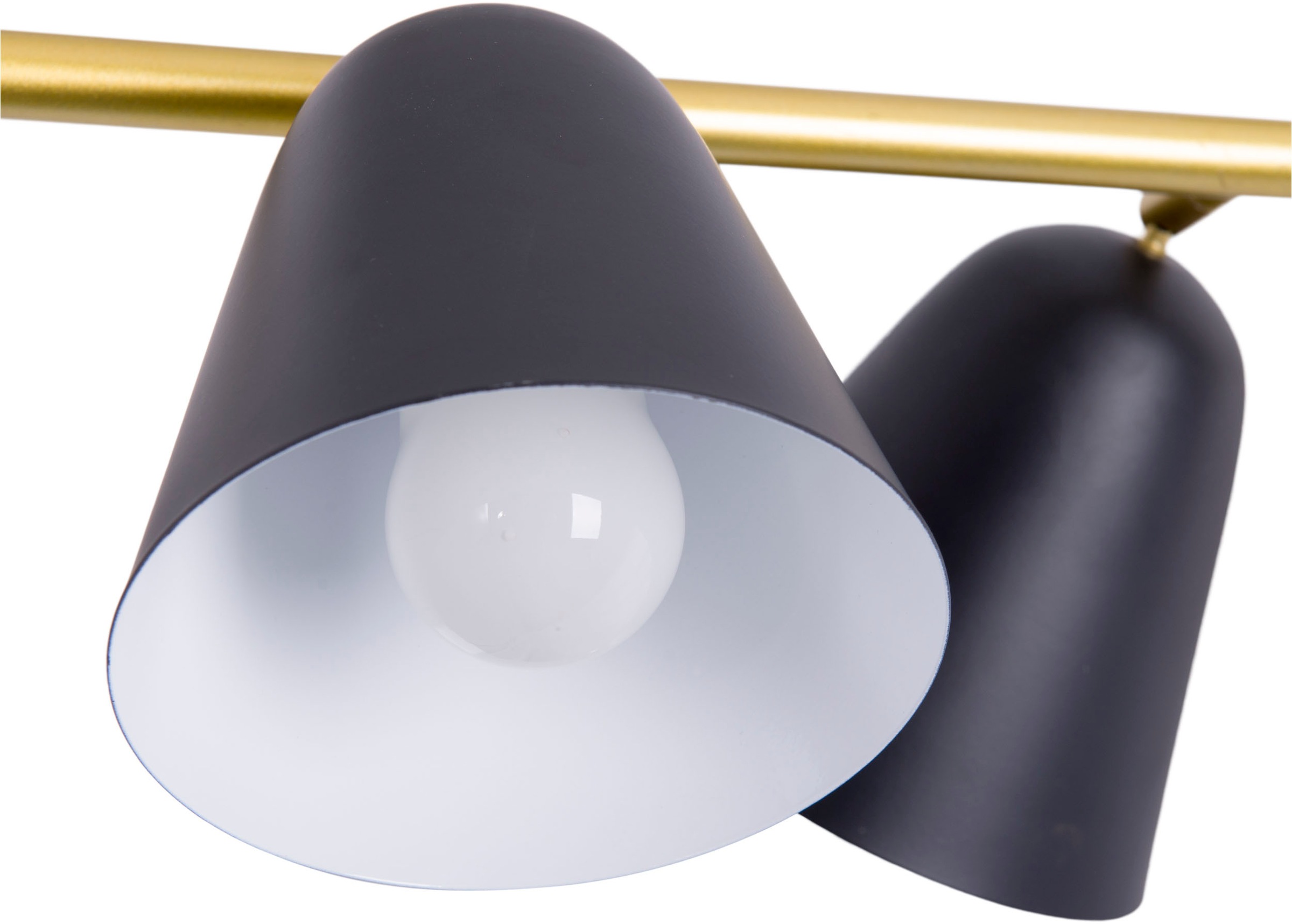 näve Pendelleuchte »Triton«, 4 flammig, Leuchtmittel E14 | ohne Leuchtmittel, 4er, Schirme außen schwarz innen weiß, Stange gold, E14. max. 40W