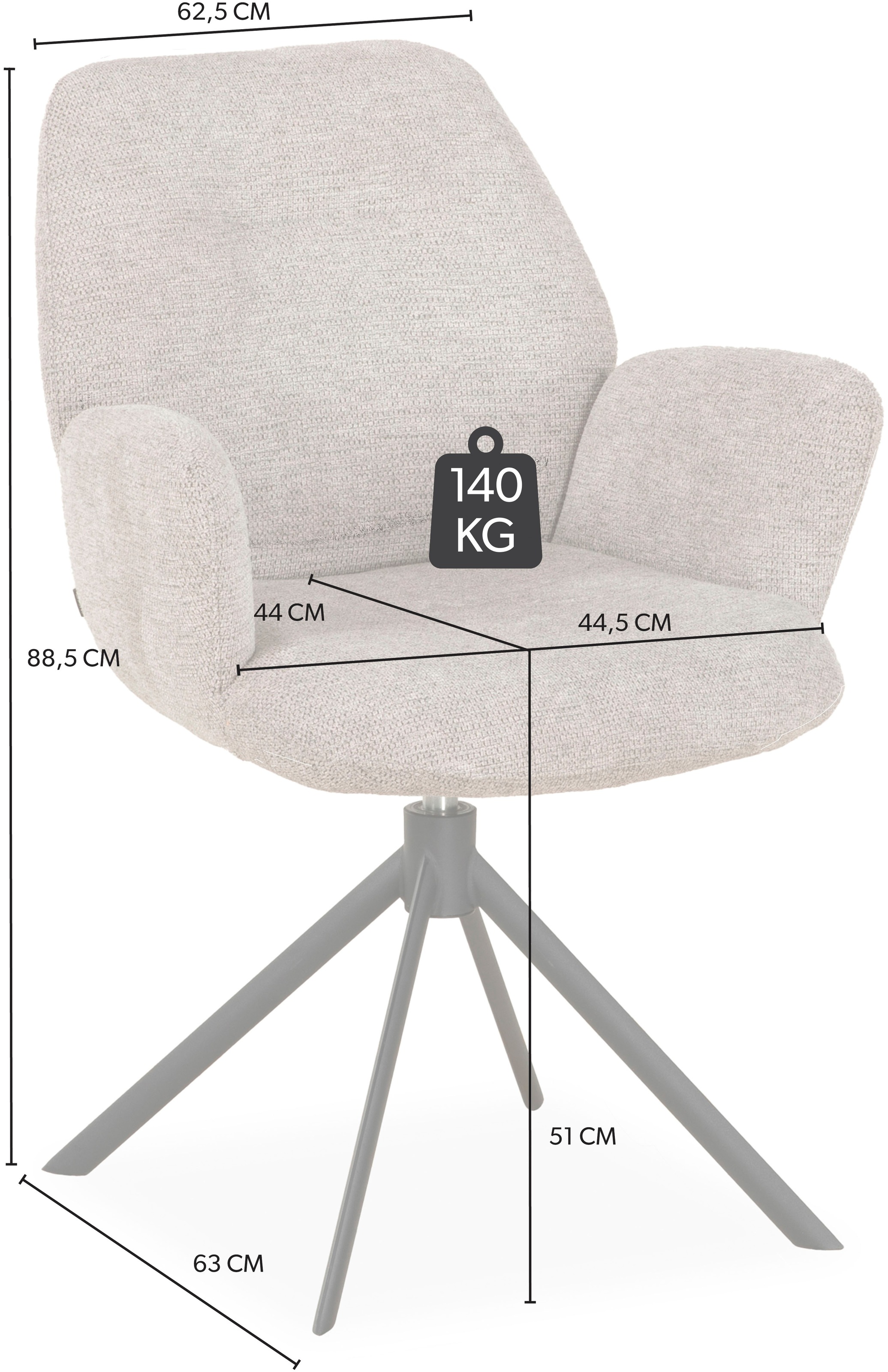 OMG Design Esszimmerstuhl »Lisa« (Set) 1 Stk.Drehstuhl mit auto-return, Armlehnenstuhl