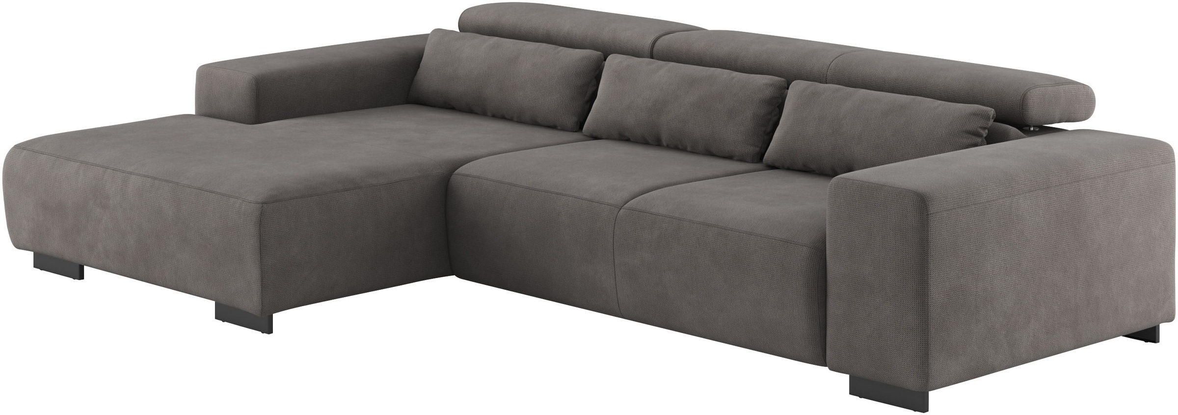 Ecksofa COTTA "Side L-Form, mit Kopfteilverstellung & 3 Nierenkissen", grau (stone), B:304cm H:71cm T:186cm, 96% POLYESTER (PES) / 4% POLYAMID (PA), Sofas, Ecksofa, optional motorische Sitztiefenverstellung 5