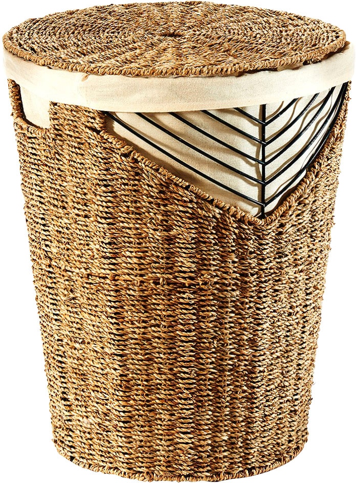 locker Wäschekorb "NATUR" Wäschesammler aus Seegras, Höhe ca. 50 cm günstig online kaufen