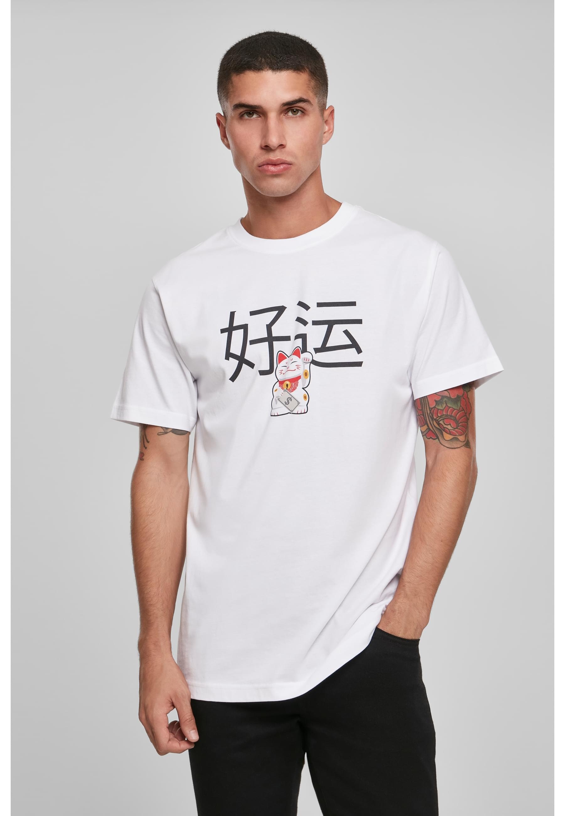 MisterTee T-Shirt »MisterTee Herren Waving Cat Tee«, (1 tlg.)