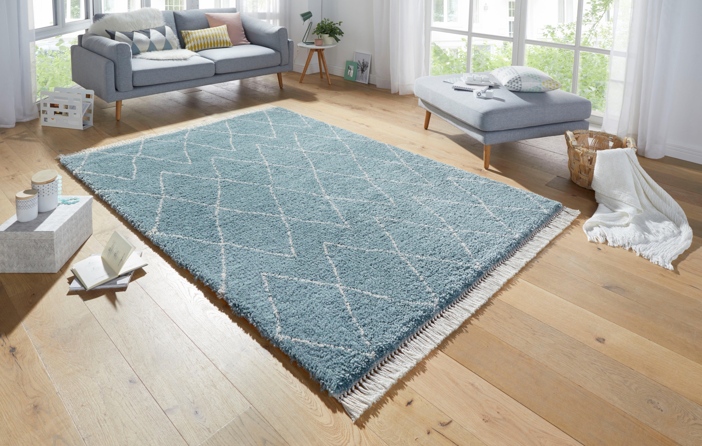 HANSE Home Hochflor-Teppich »Jade«, rechteckig, Shaggy, Fransen, Skandi, Weich, Modern, Wohnzimmer, Schlafzimmer, Flur