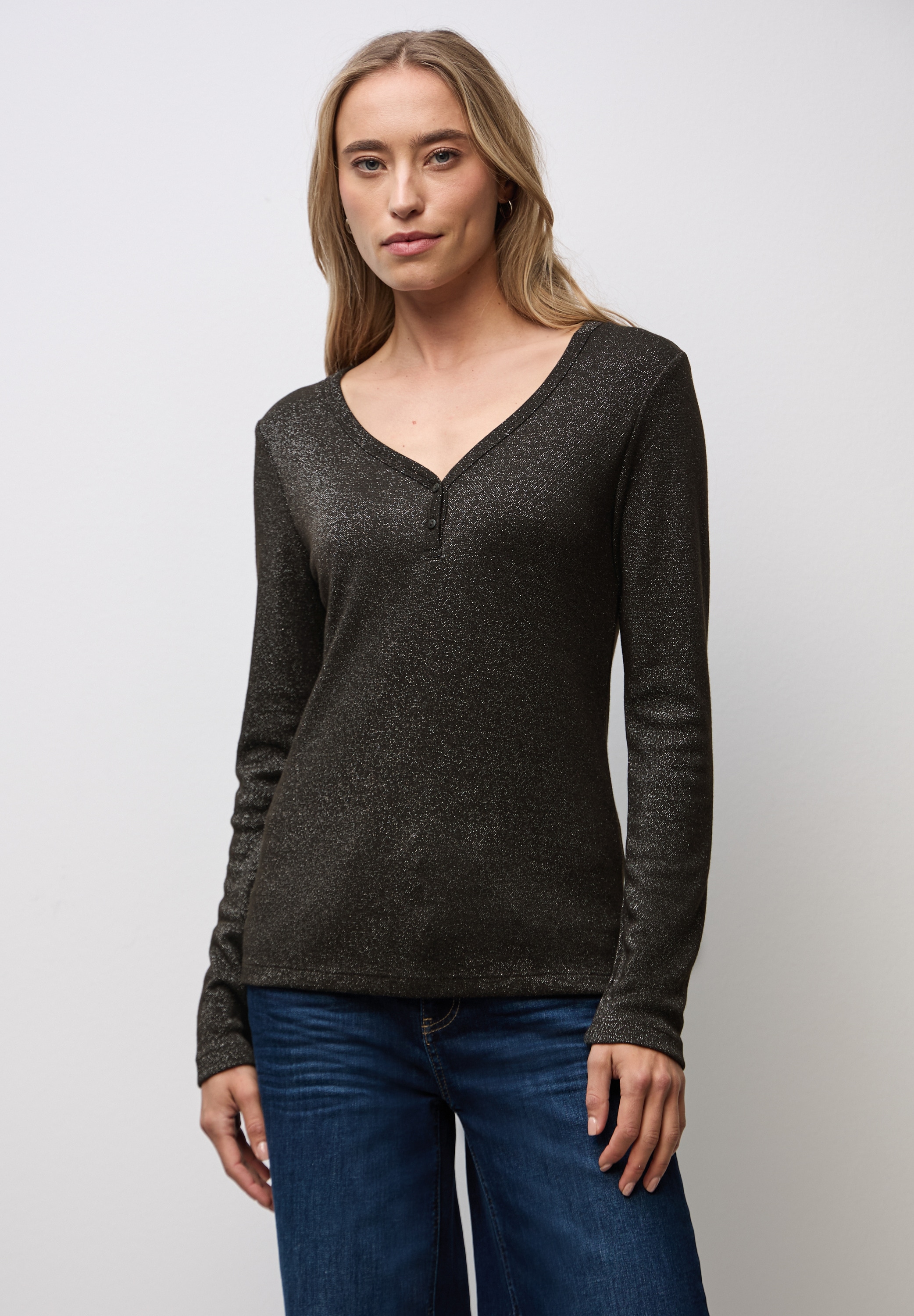 STREET ONE Langarmshirt im Glitzer-Look günstig online kaufen