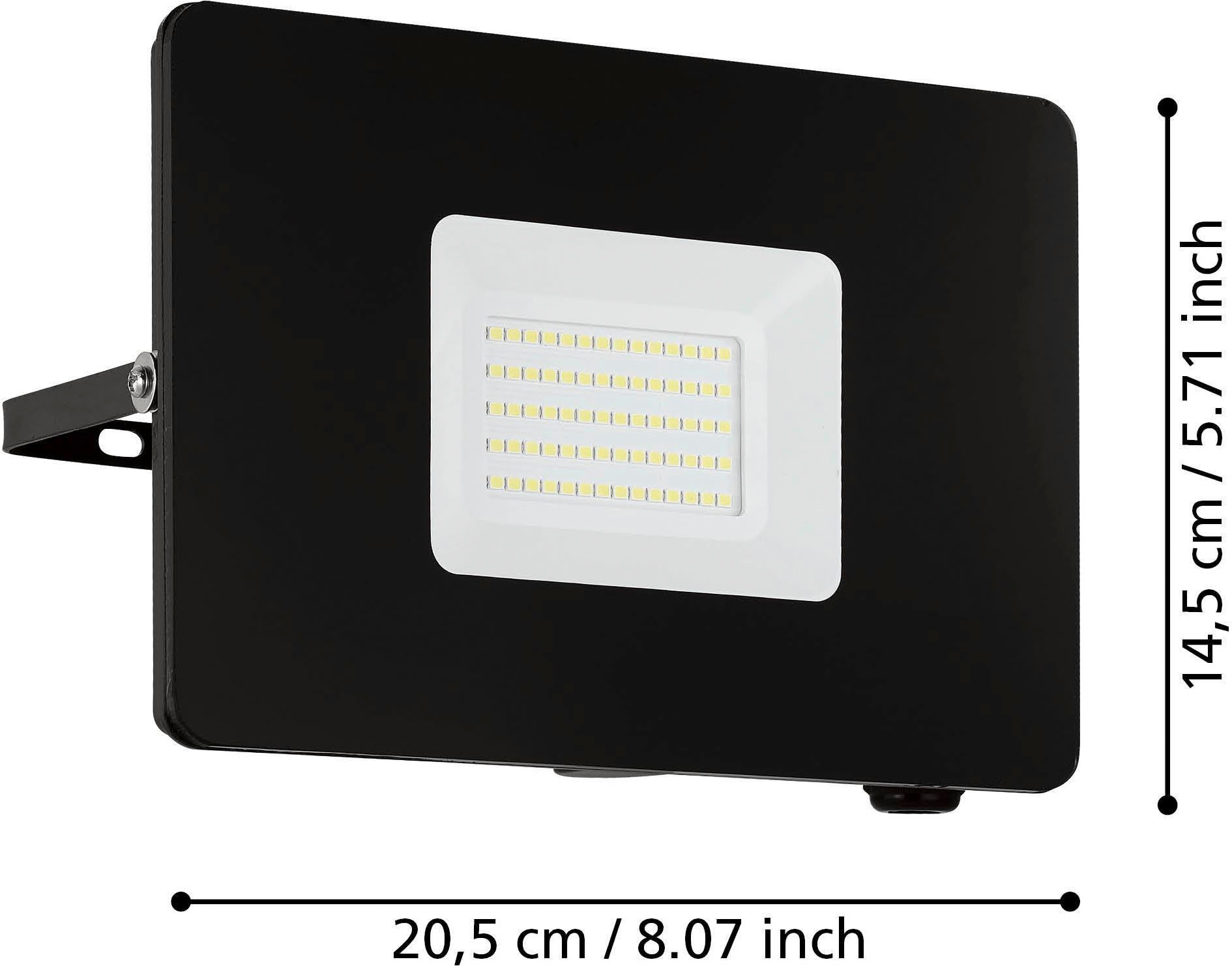 EGLO Wandleuchte »Faedo 3, Außen-Strahler, Außenleuchte, Wandstrahler, IP65, Lampe« LED-Modul 1 Stk. Kaltweiß Wand-/Deckenleuchte - L20,5 x H14,5 x AL3 cm - schwarz - 53W inkl.