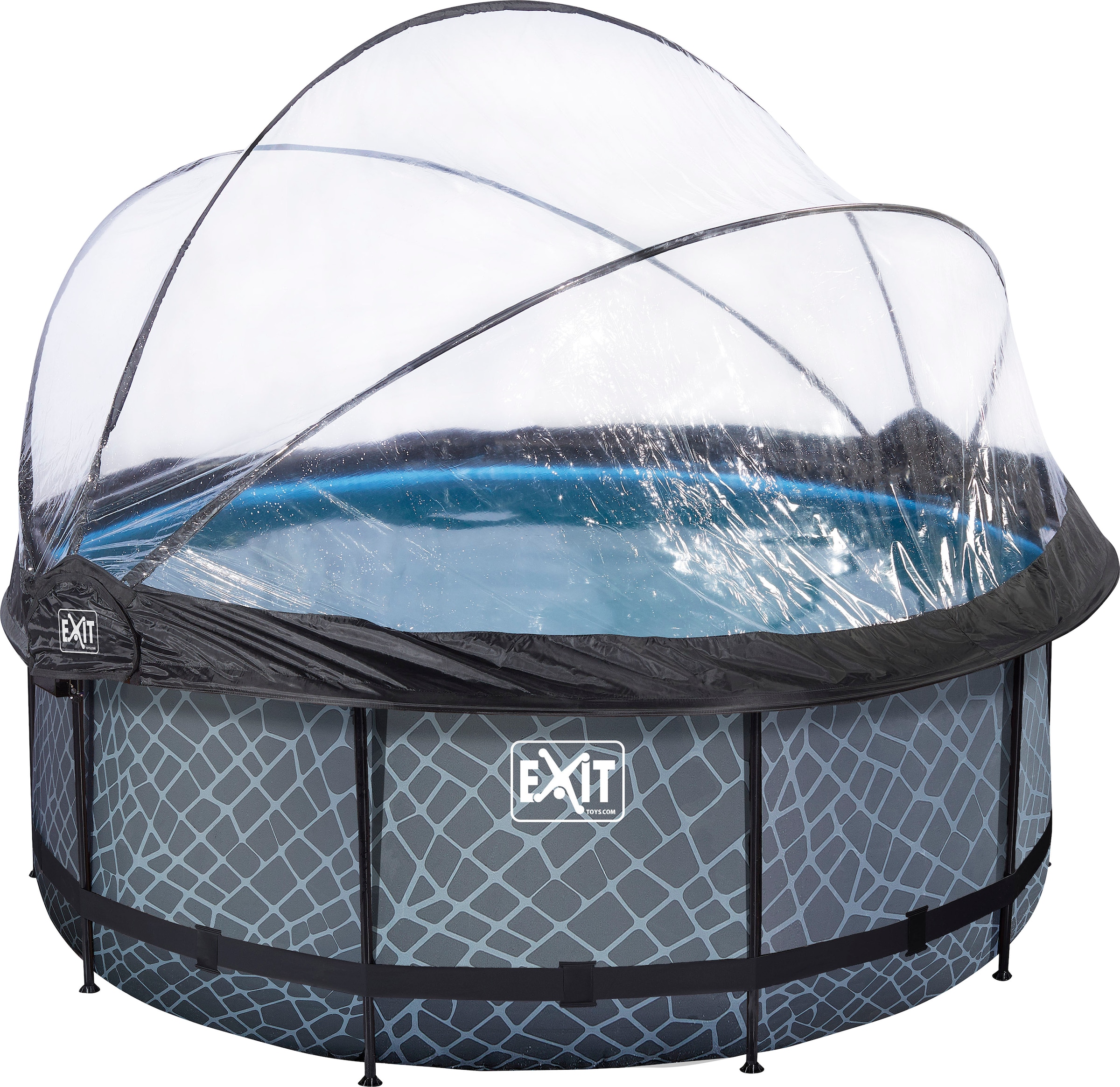 EXIT Framepool »inkl. multifunktionaler Abdeckung und Wärmepumpe«, (Set, 5 tlg.), ØxH: 360x122 cm, mit Sandfilteranlage, Wärmepumpe, Sicherheitsleiter