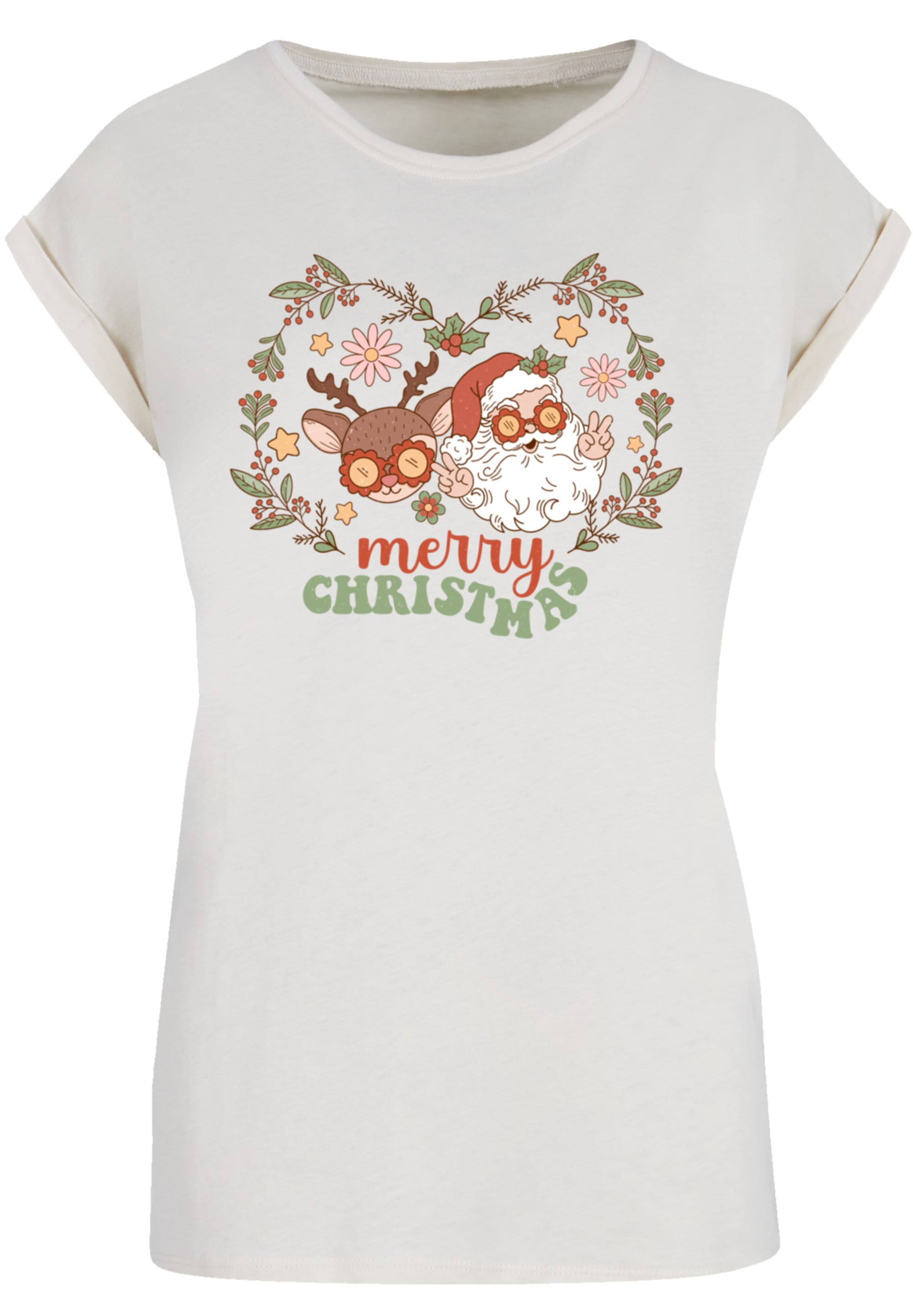 F4NT4STIC T-Shirt »Weihnachten Hippie Santa And Reindeer«, Premium Qualität, Weihnachts-Kollection