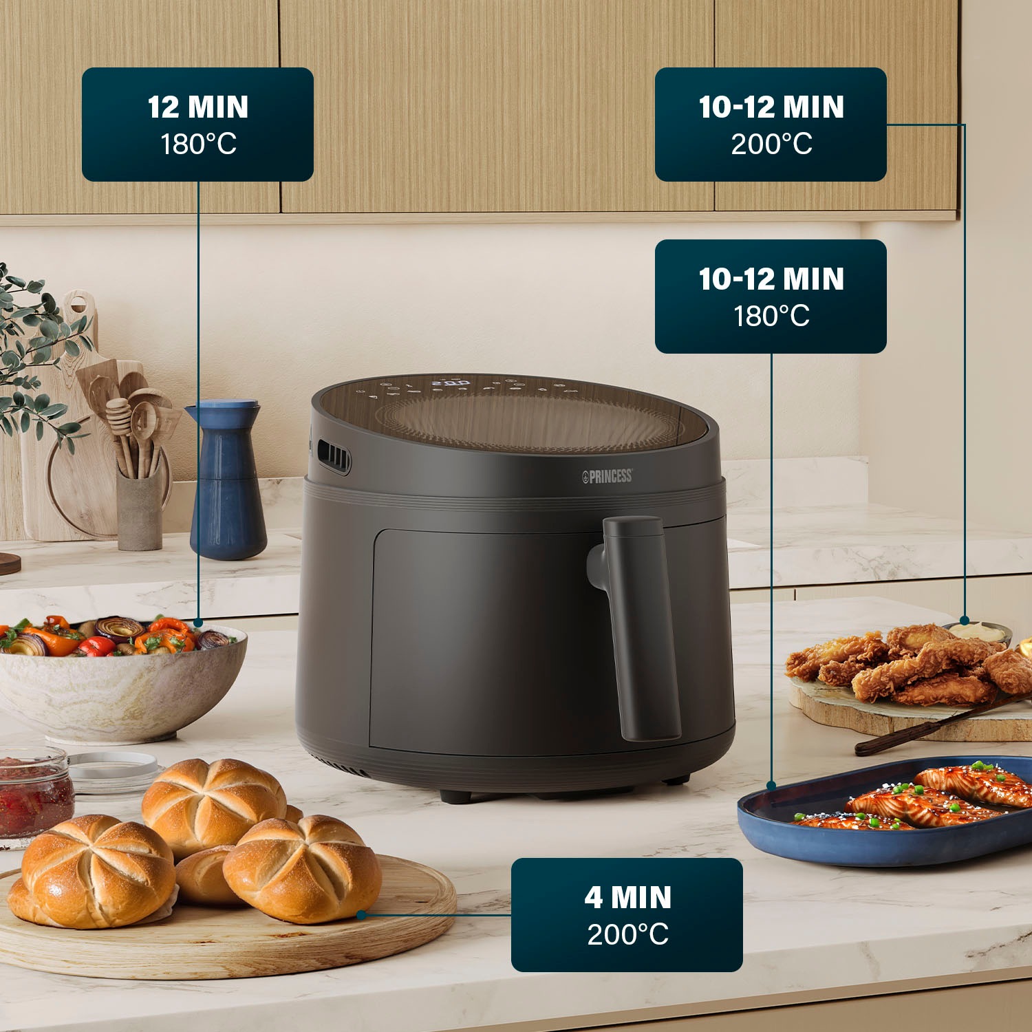 PRINCESS Heißluftfritteuse »182270 Cyclone Vision Airfryer«, 1500 W, Fassungsvermögen 5 l