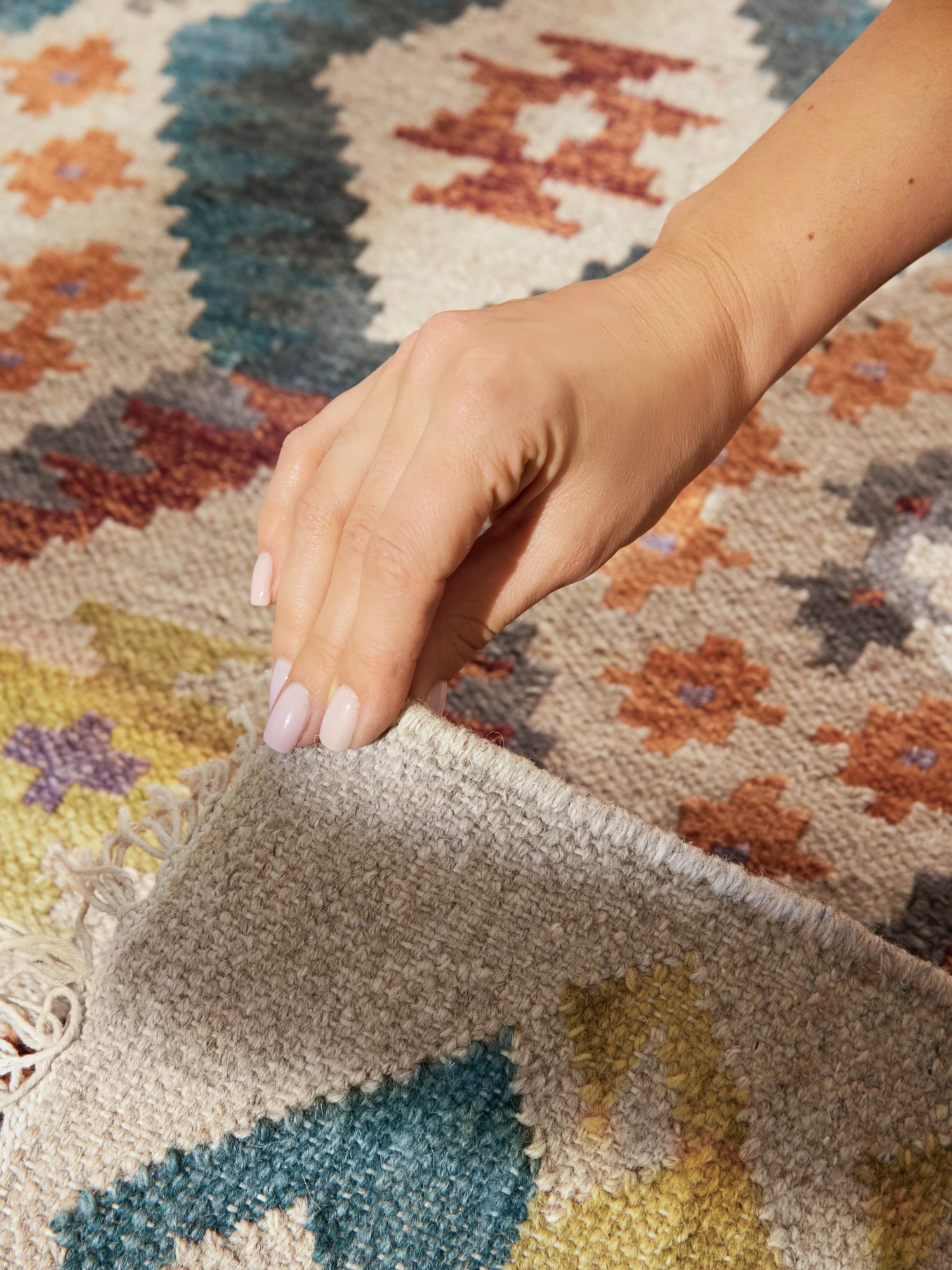 HANSE Home Teppich »Kelim Oasis«, rechteckig, 3 mm Höhe, Wolle, Baumwolle, Natur, Handgewebt, orientalisch, Boho, traditionell